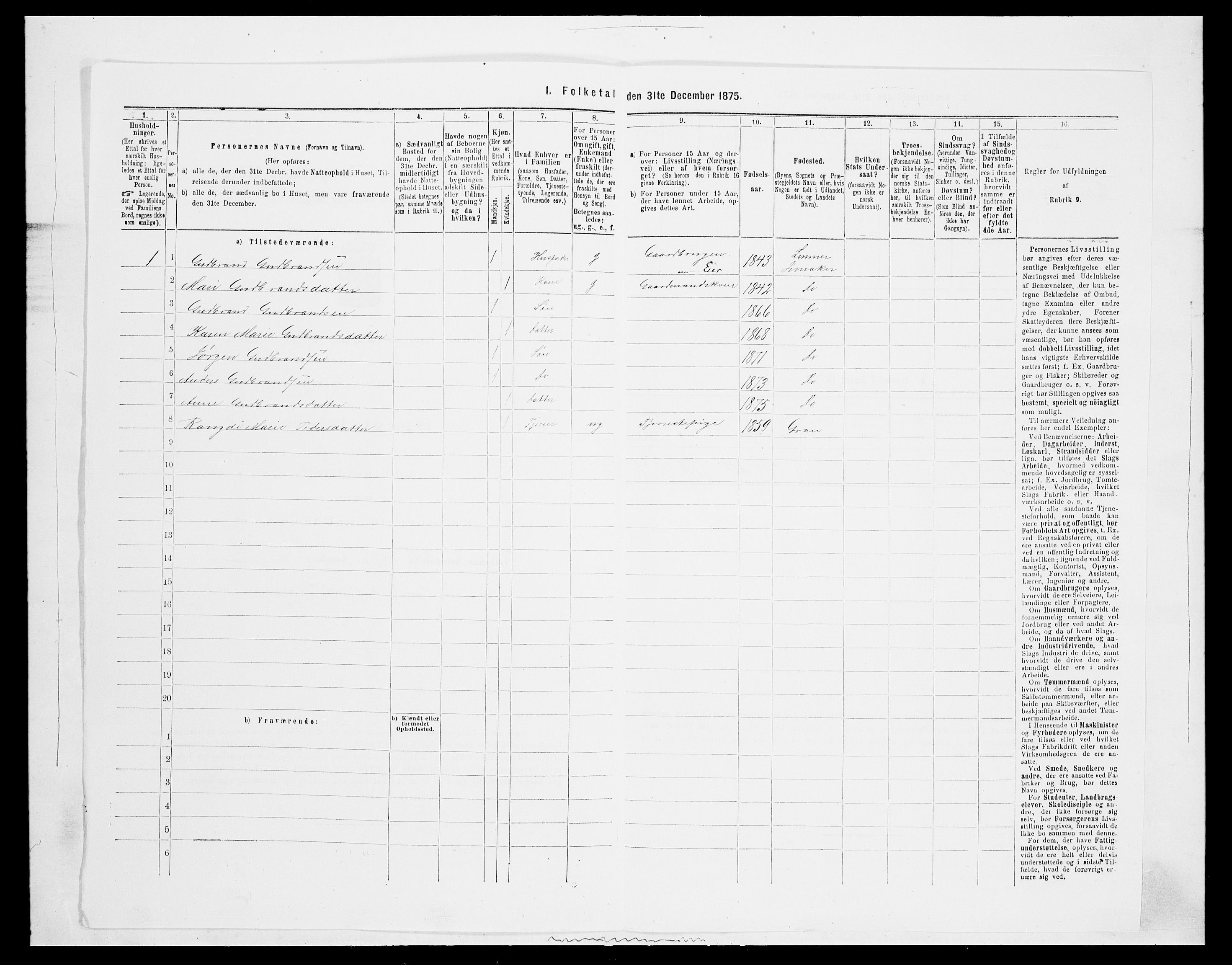 SAH, 1875 census for 0532P Jevnaker, 1875, p. 413