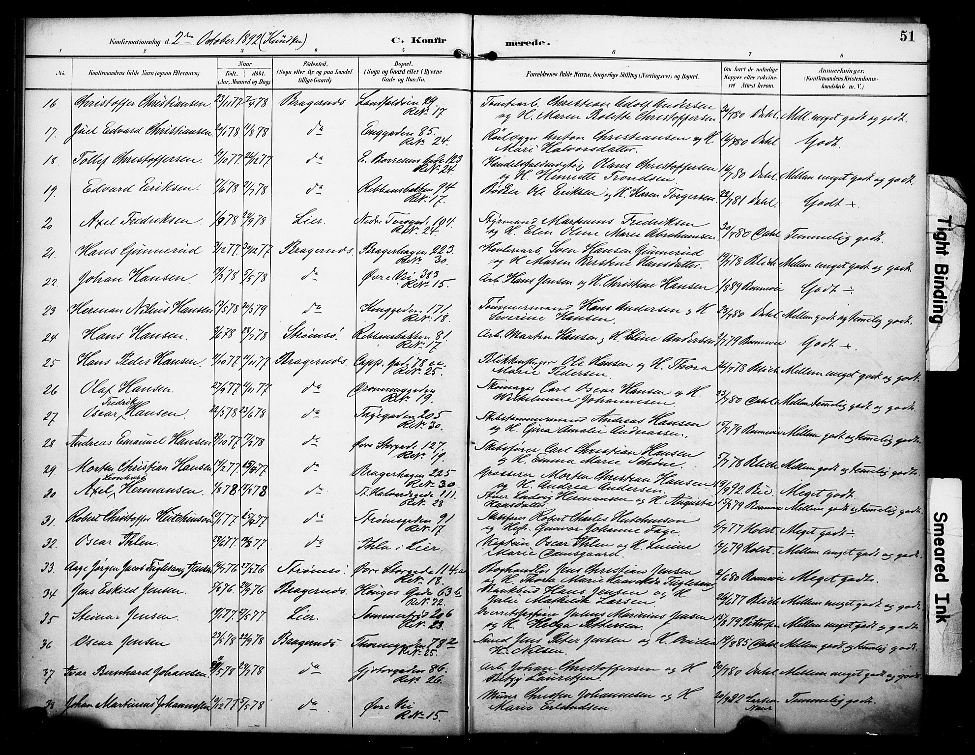 Bragernes kirkebøker, AV/SAKO-A-6/F/Fc/L0006: Parish register (official) no. III 6, 1888-1899, p. 51