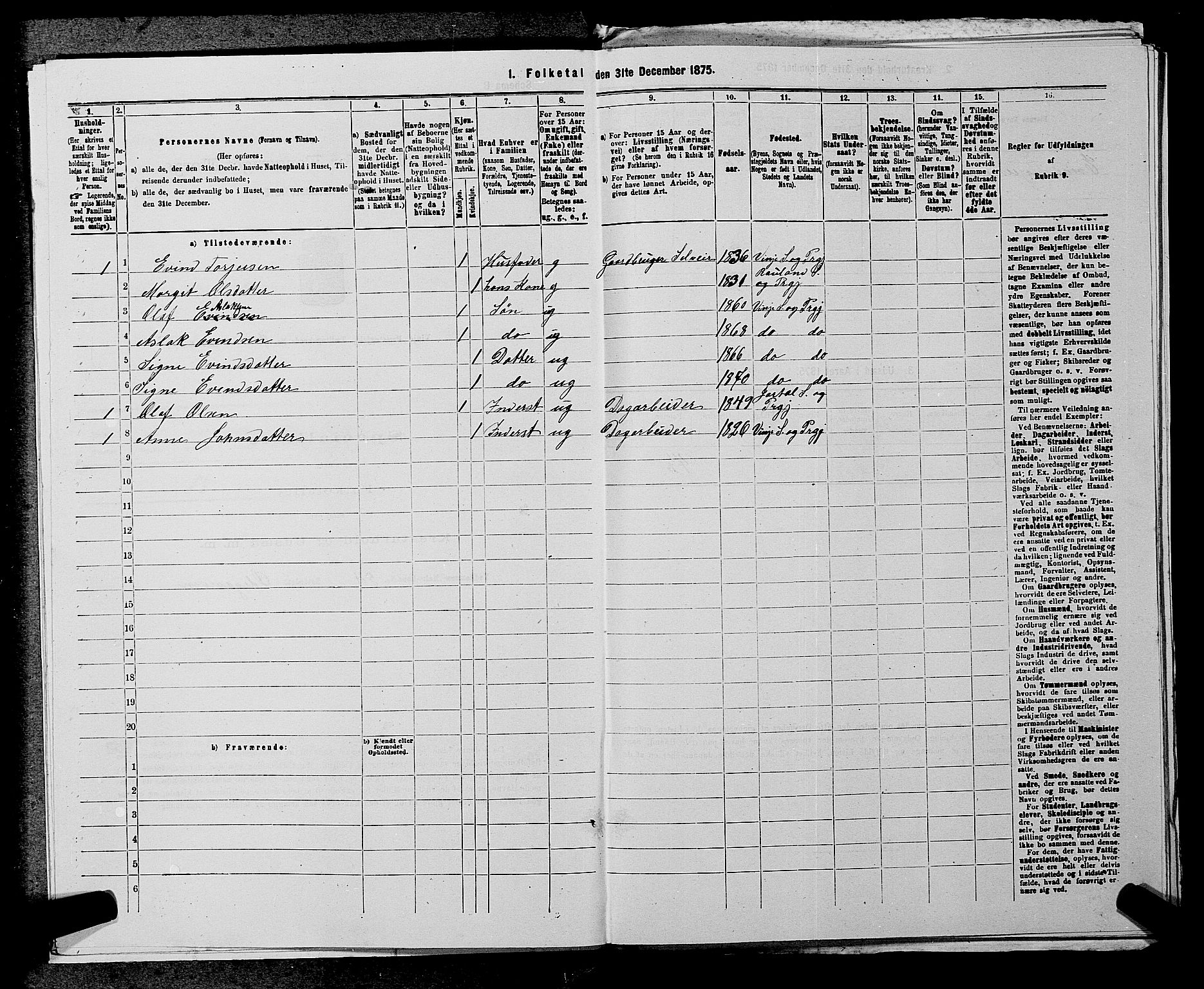 SAKO, 1875 census for 0834P Vinje, 1875, p. 310