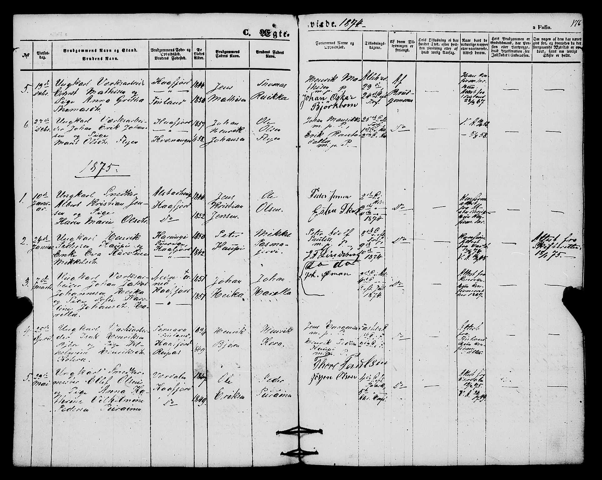 Alta sokneprestkontor, AV/SATØ-S-1338/H/Ha/L0004.kirke: Parish register (official) no. 4, 1858-1880, p. 176