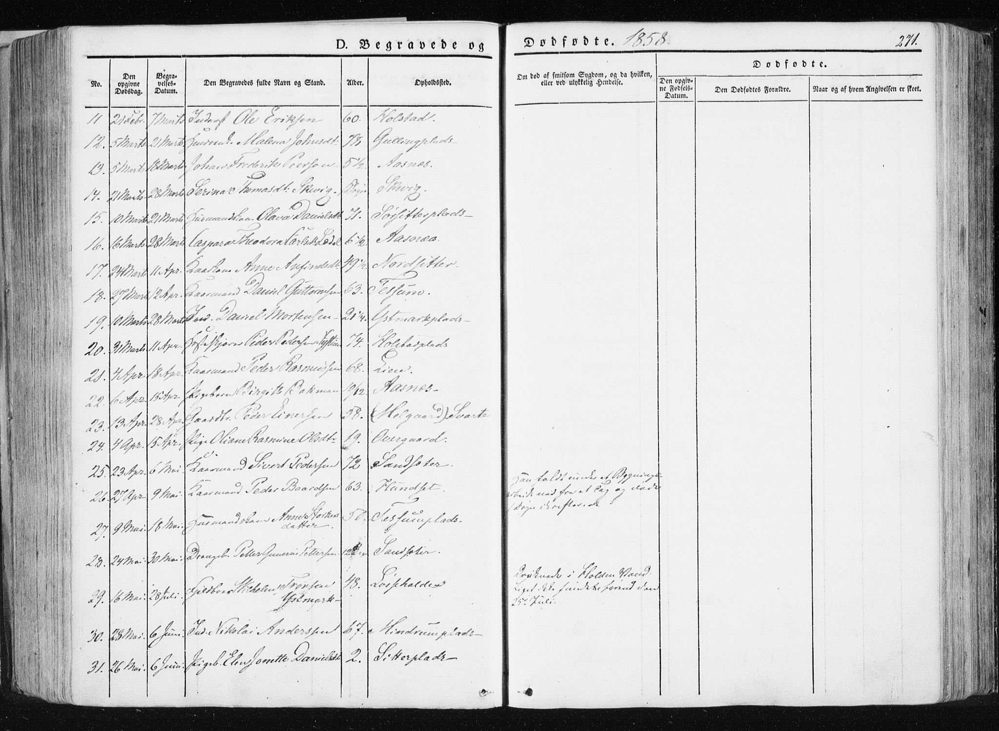 Ministerialprotokoller, klokkerbøker og fødselsregistre - Nord-Trøndelag, SAT/A-1458/741/L0393: Parish register (official) no. 741A07, 1849-1863, p. 271