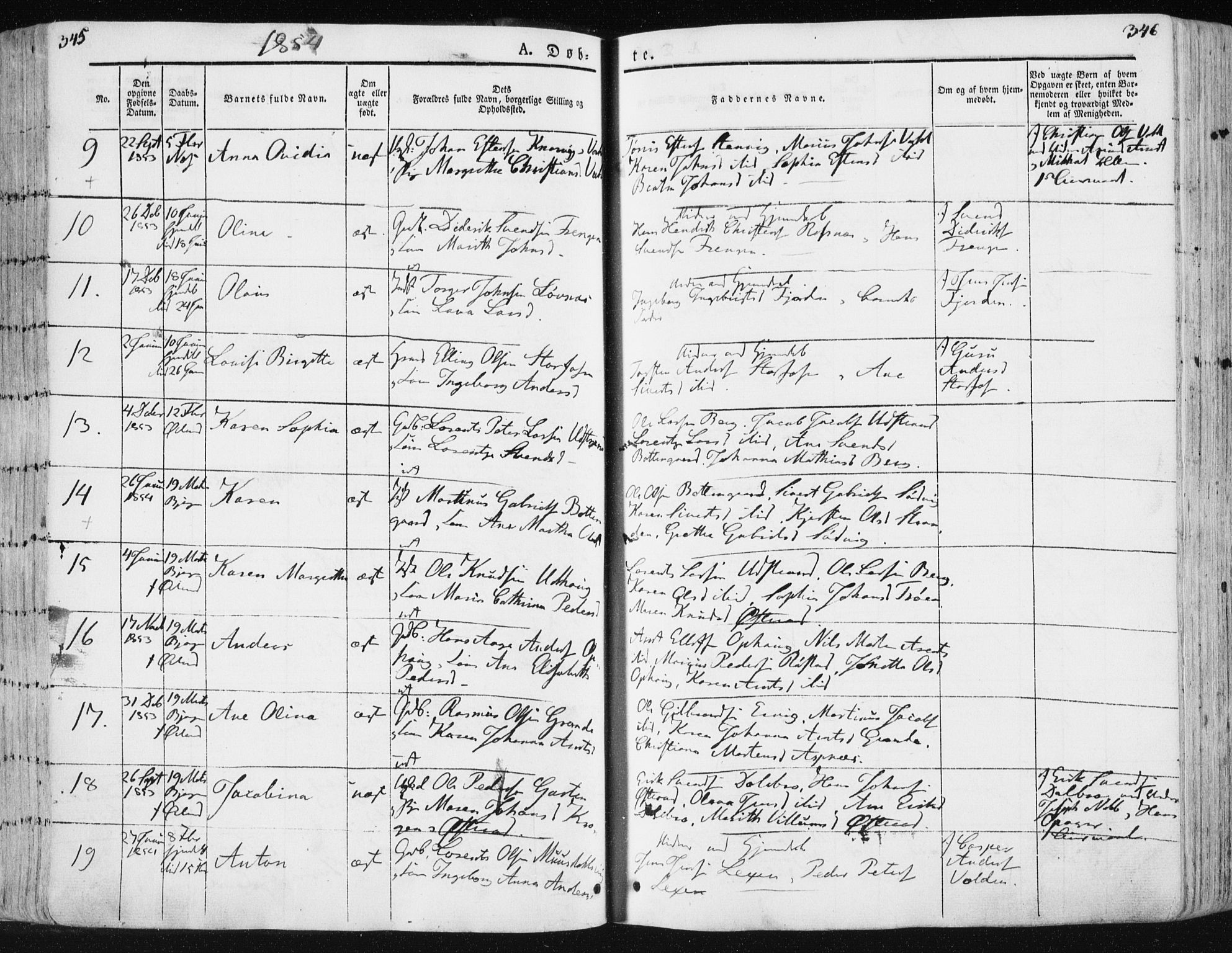 Ministerialprotokoller, klokkerbøker og fødselsregistre - Sør-Trøndelag, SAT/A-1456/659/L0736: Parish register (official) no. 659A06, 1842-1856, p. 345-346