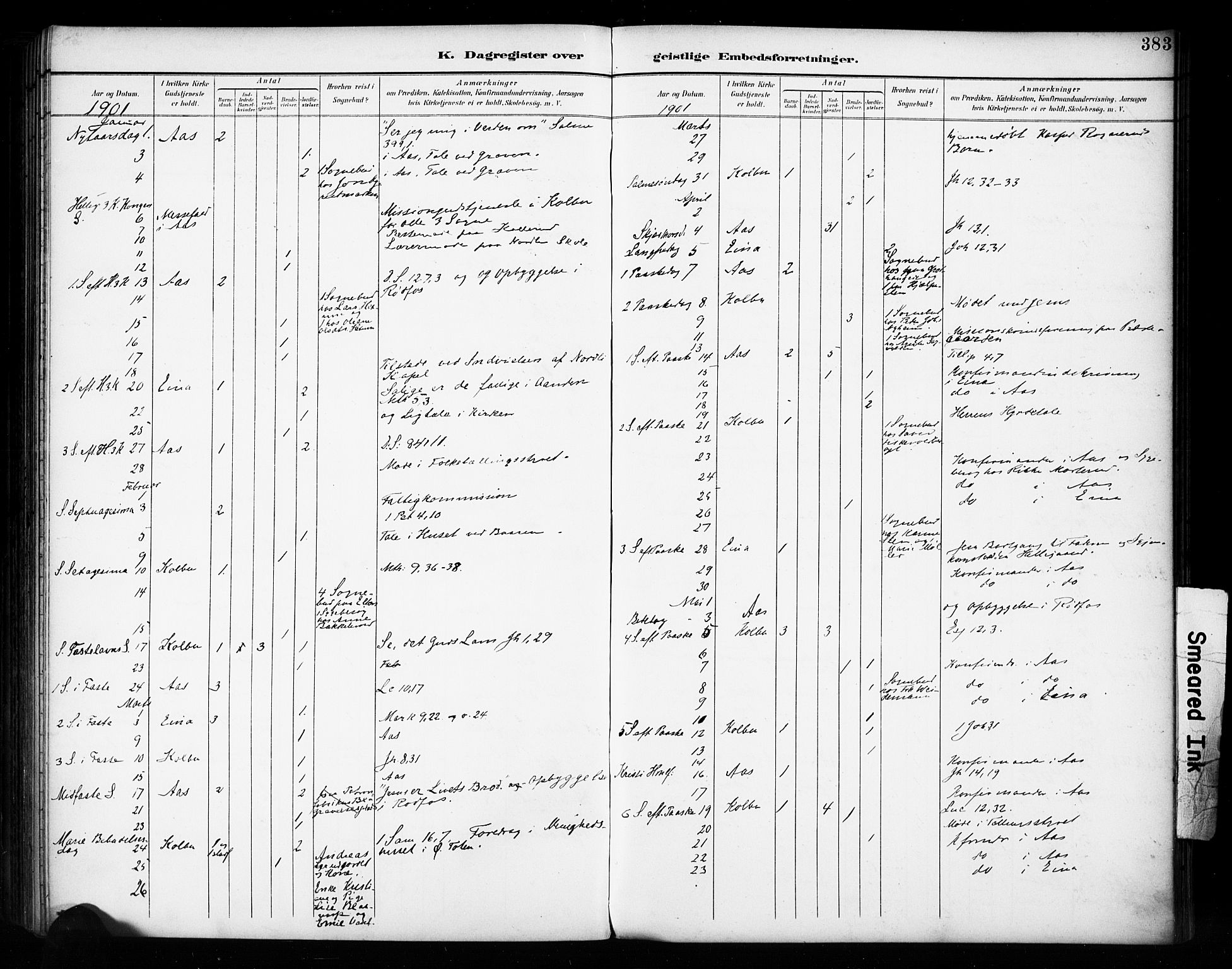 Vestre Toten prestekontor, SAH/PREST-108/H/Ha/Haa/L0011: Parish register (official) no. 11, 1895-1906, p. 383