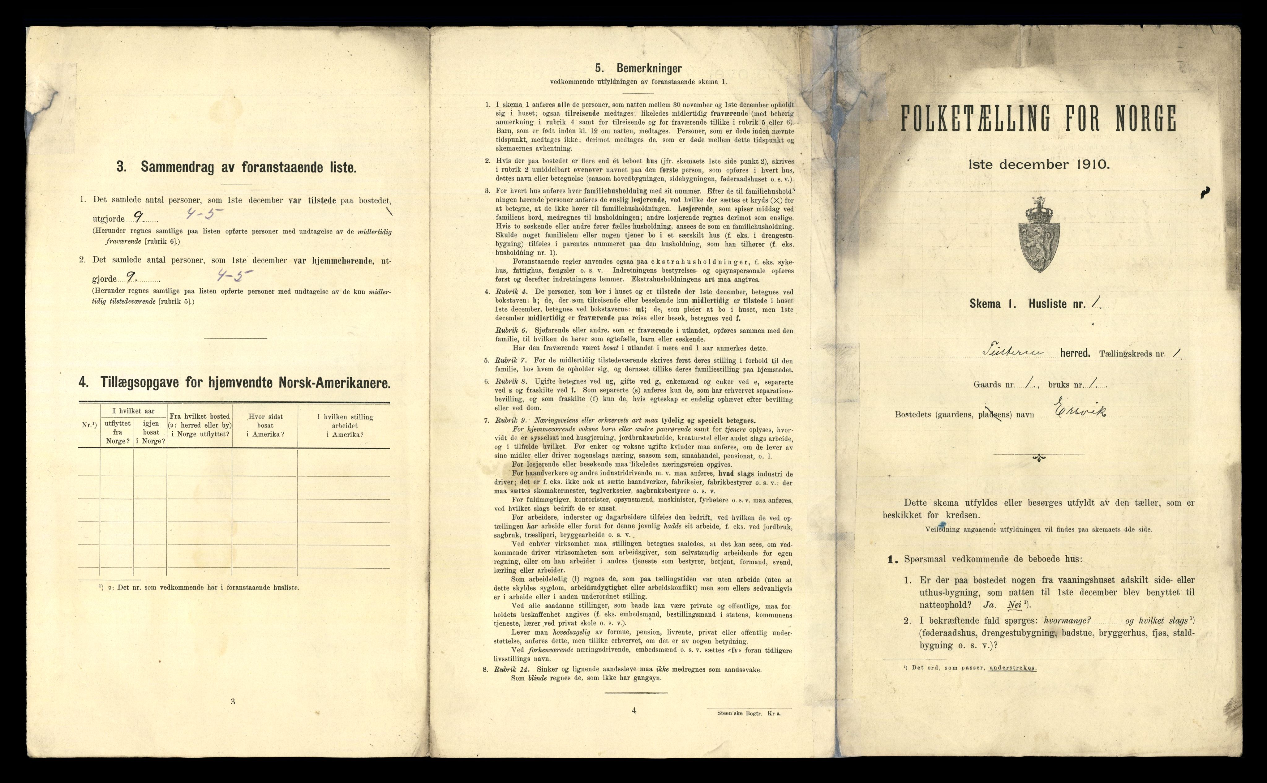 RA, 1910 census for Tustna, 1910, p. 32