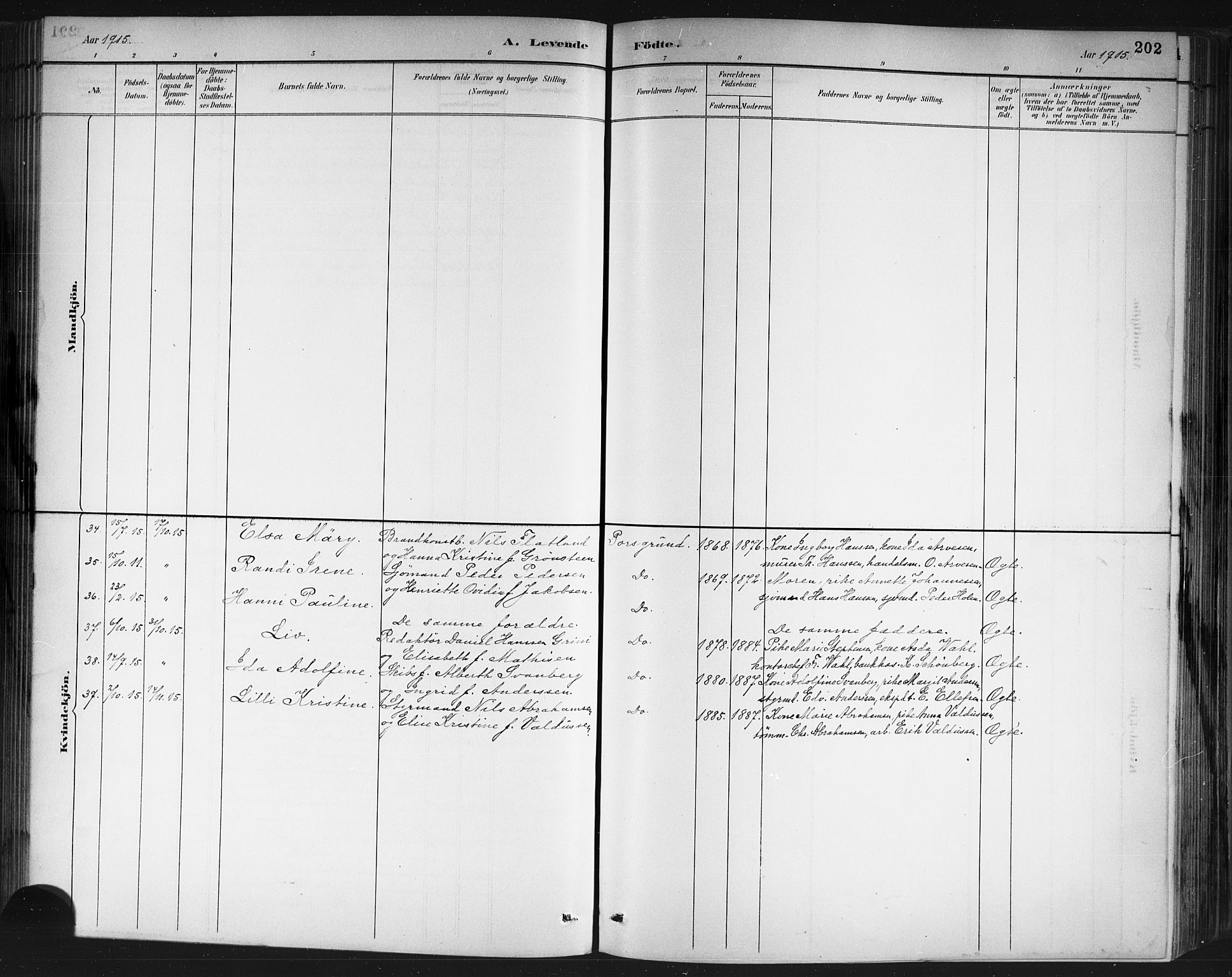 Porsgrunn kirkebøker , AV/SAKO-A-104/G/Gb/L0005: Parish register (copy) no. II 5, 1883-1915, p. 202