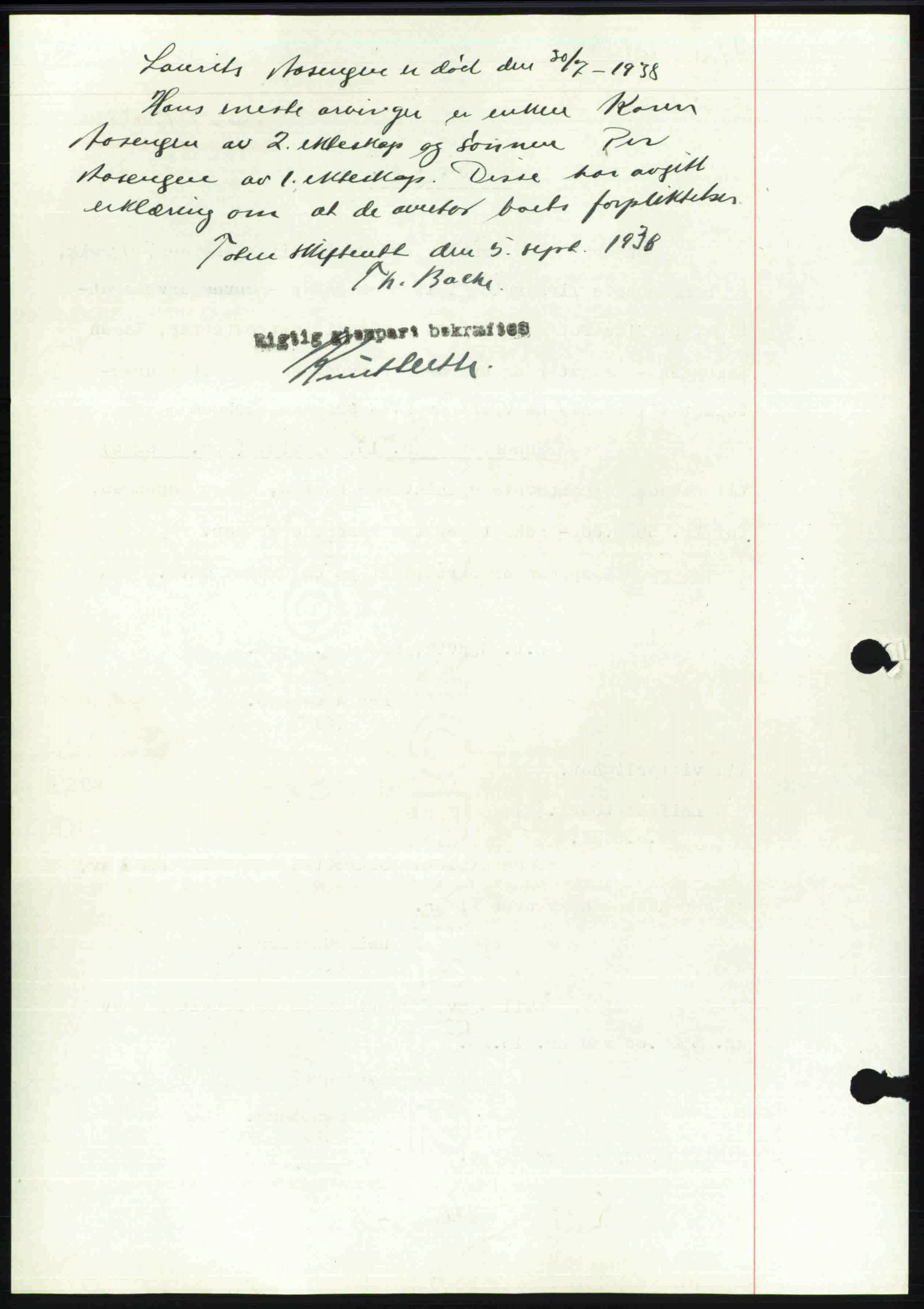 Toten tingrett, SAH/TING-006/H/Hb/Hbc/L0004: Mortgage book no. Hbc-04, 1938-1938, Diary no: : 1813/1938