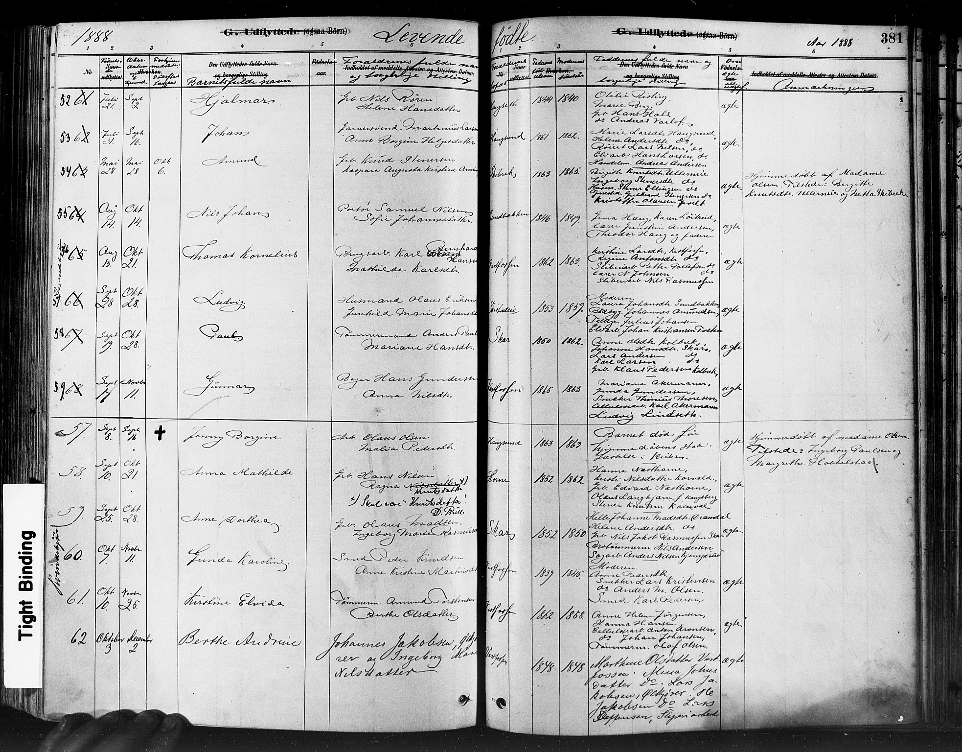 Eiker kirkebøker, AV/SAKO-A-4/F/Fb/L0001: Parish register (official) no. II 1, 1878-1888, p. 381