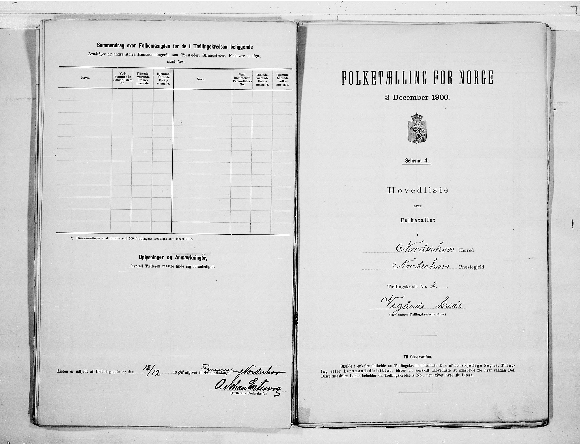 RA, 1900 census for Norderhov, 1900, p. 8