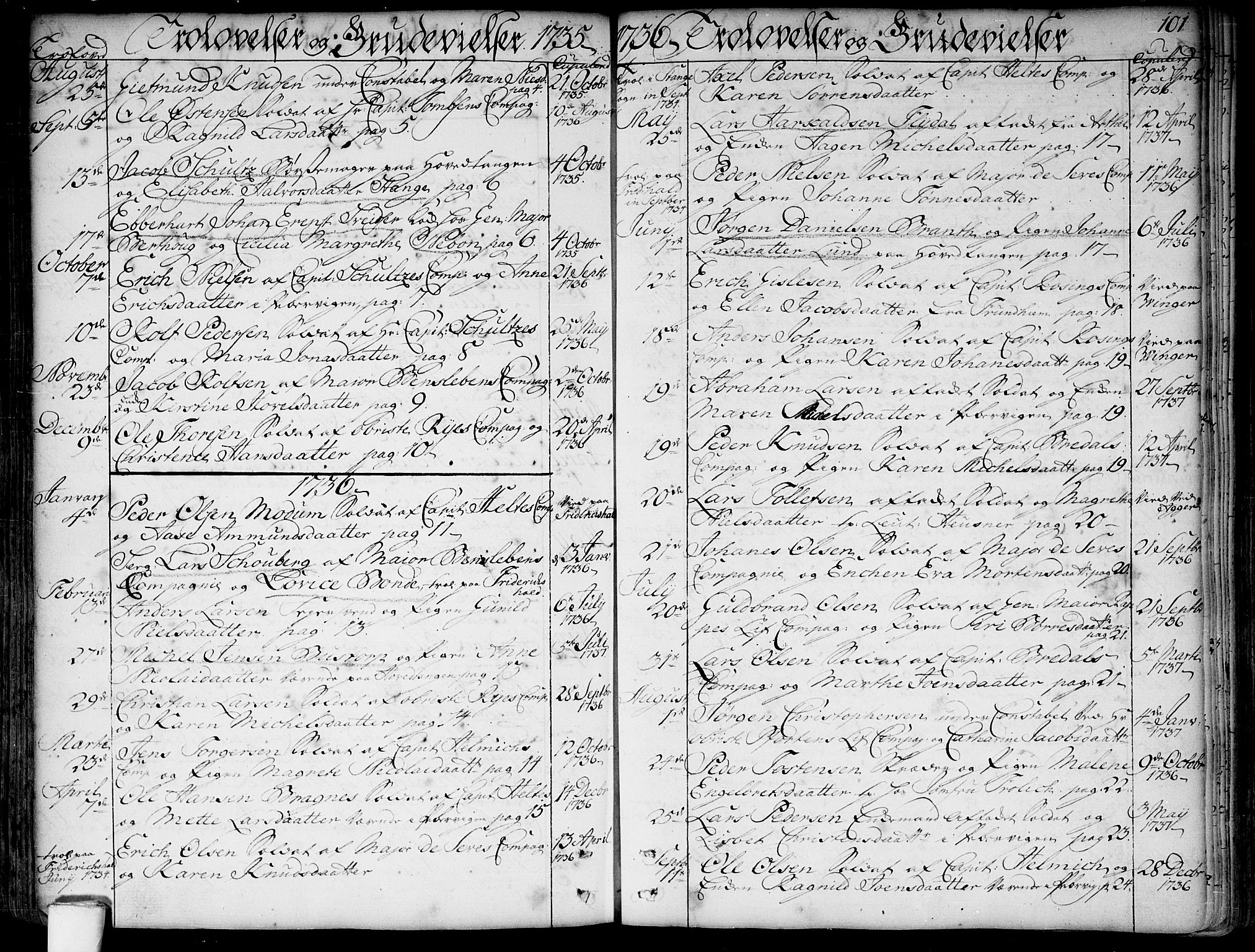 Garnisonsmenigheten Kirkebøker, SAO/A-10846/F/Fa/L0001: Parish register (official) no. 1, 1734-1756, p. 101
