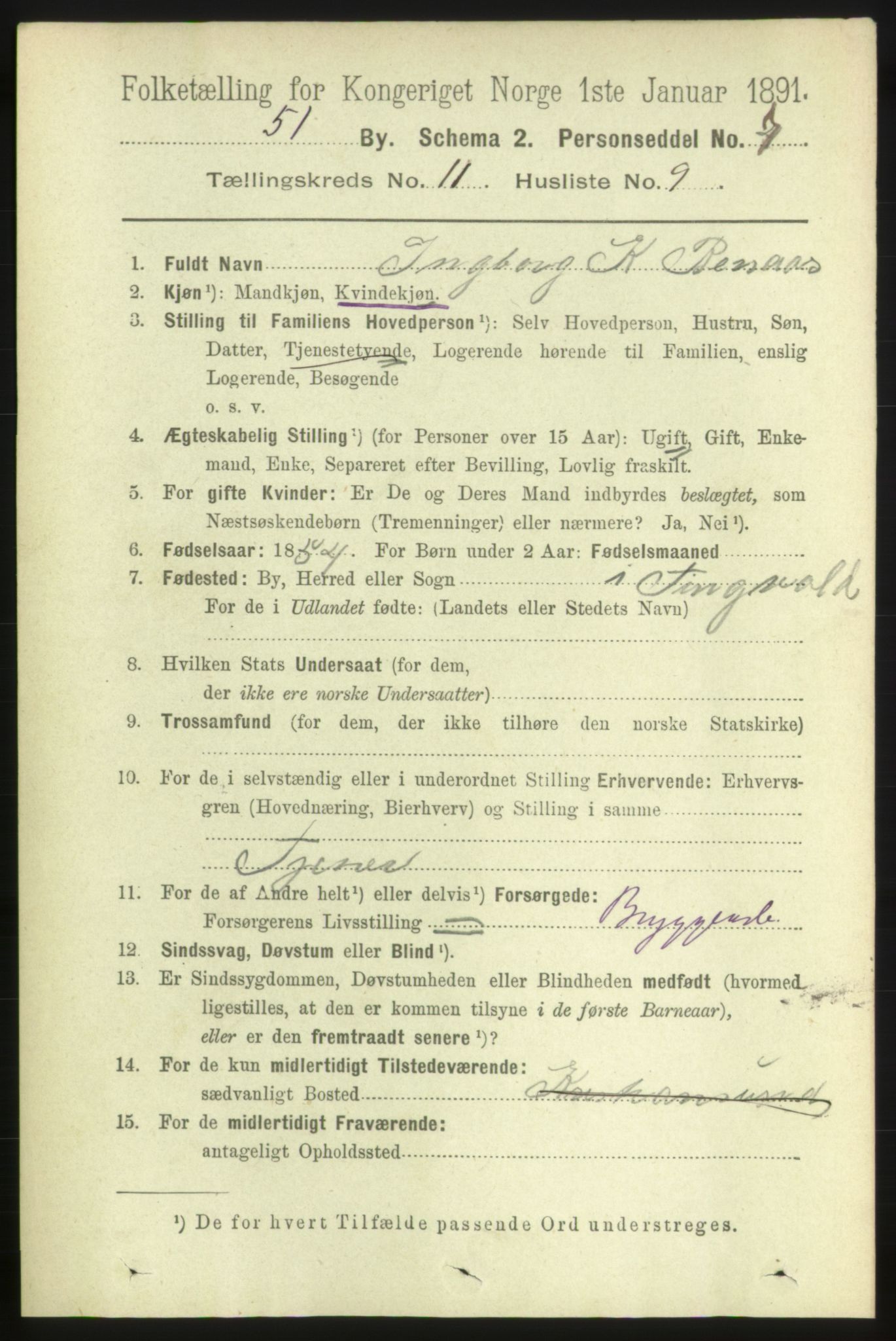 RA, 1891 census for 1503 Kristiansund, 1891, p. 8870