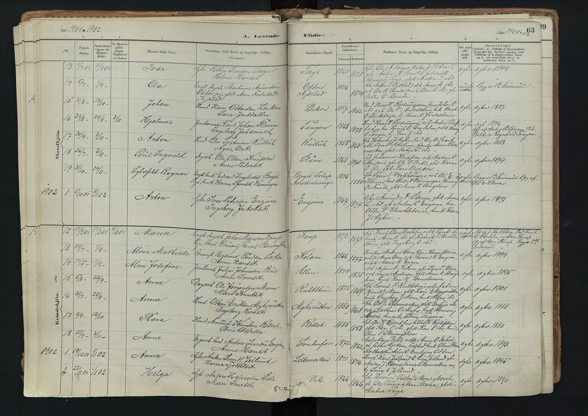Nord-Fron prestekontor, SAH/PREST-080/H/Ha/Haa/L0003: Parish register (official) no. 3, 1884-1914, p. 63