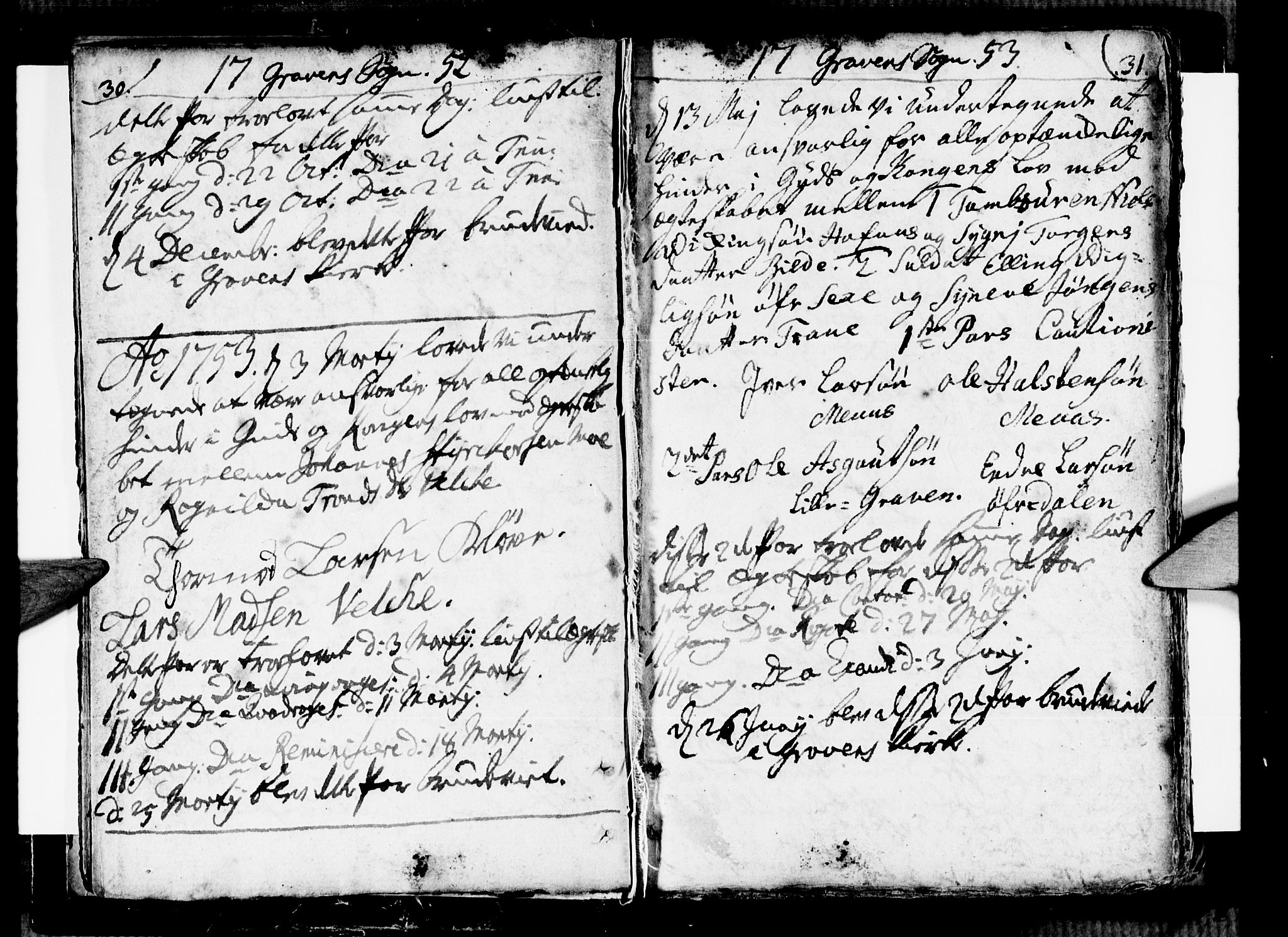 Ulvik sokneprestembete, SAB/A-78801/H/Haa: Parish register (official) no. A 9, 1743-1792, p. 30-31