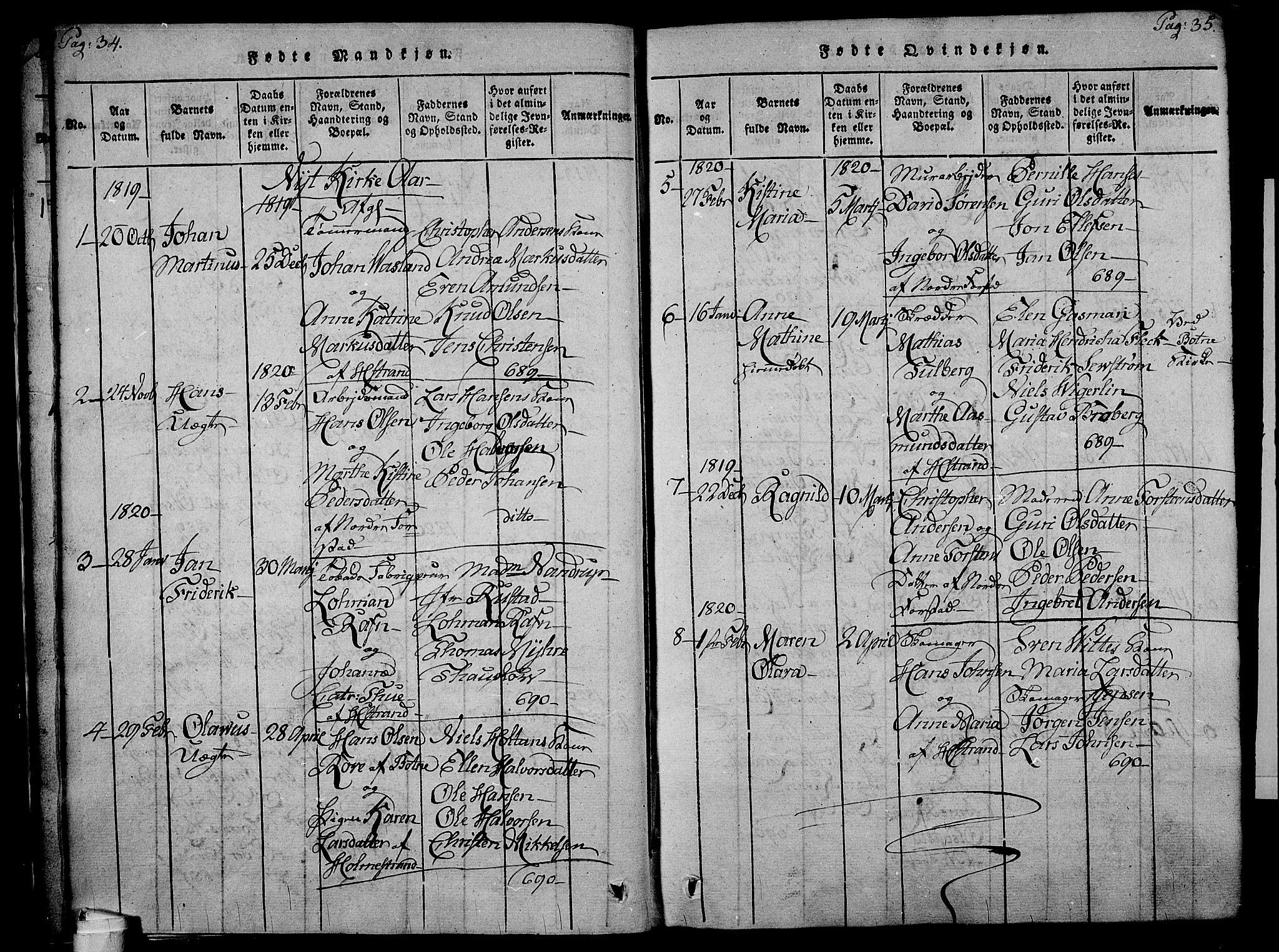 Holmestrand kirkebøker, SAKO/A-346/F/Fa/L0001: Parish register (official) no. 1, 1814-1840, p. 34-35