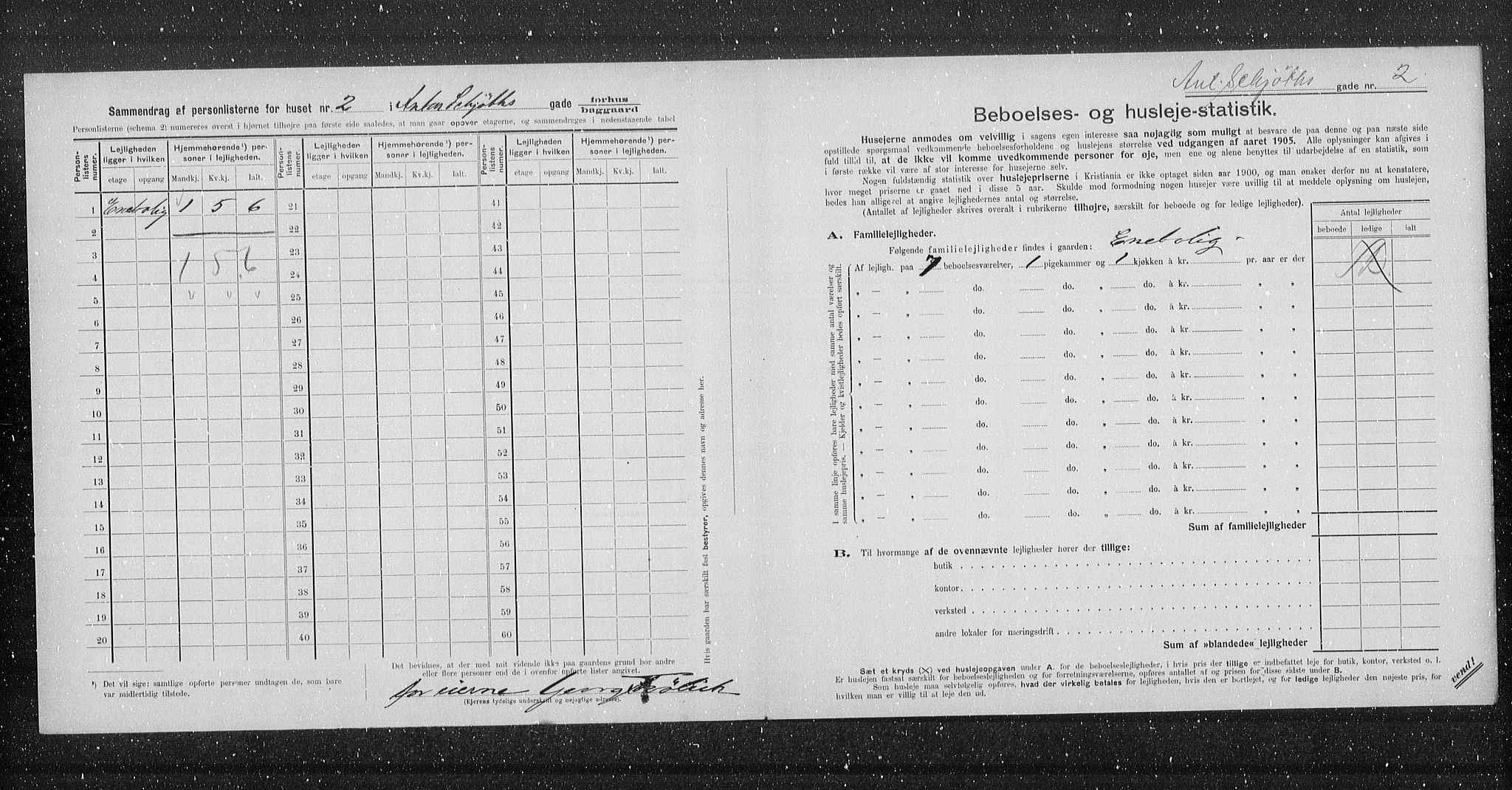 OBA, Municipal Census 1905 for Kristiania, 1905, p. 705