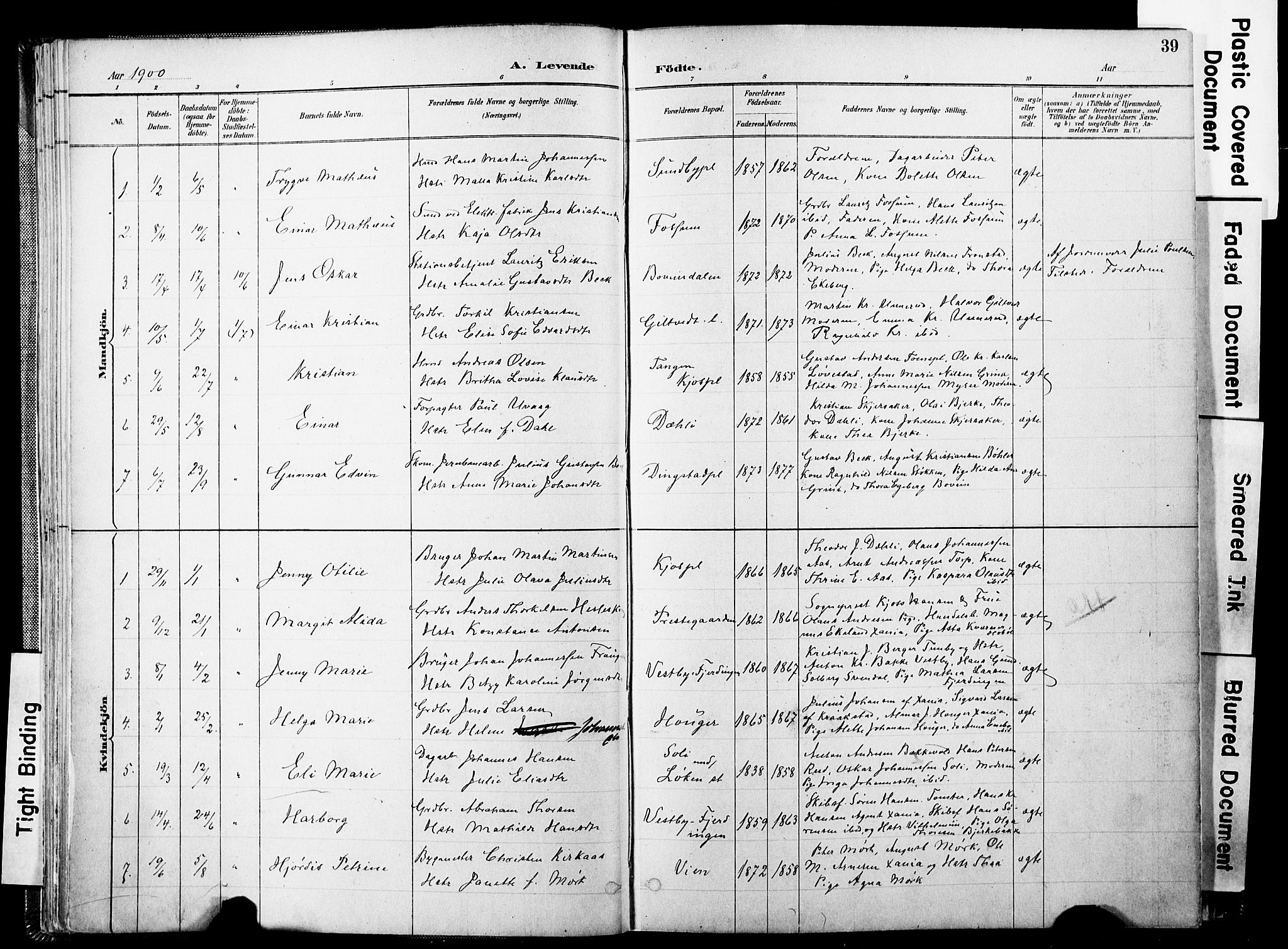 Spydeberg prestekontor Kirkebøker, SAO/A-10924/F/Fa/L0008: Parish register (official) no. I 8, 1886-1900, p. 39
