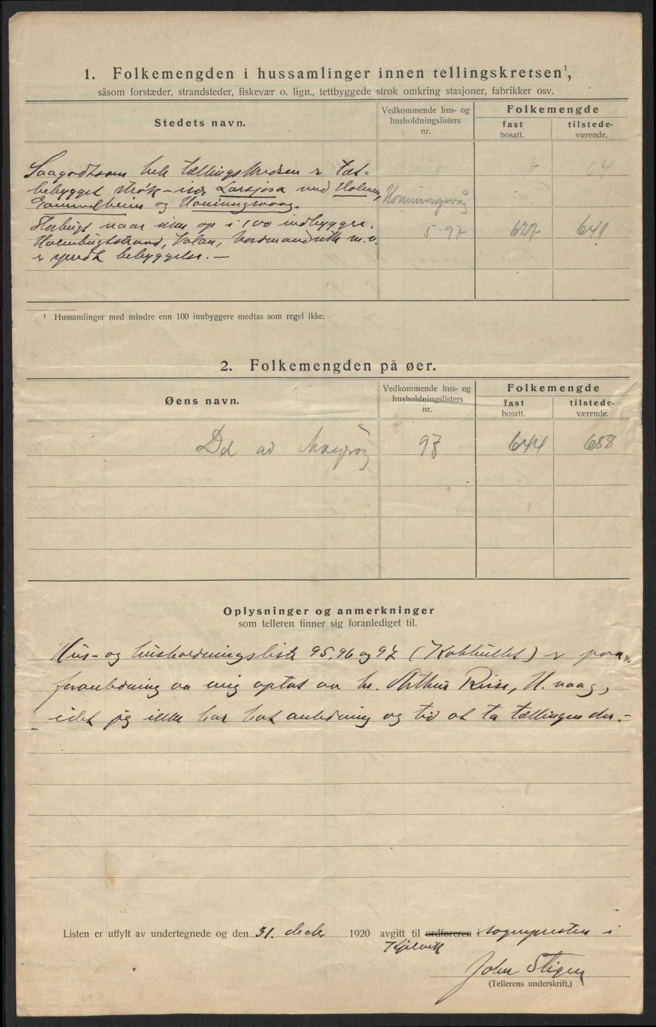 SATØ, 1920 census for Kjelvik, 1920, p. 21