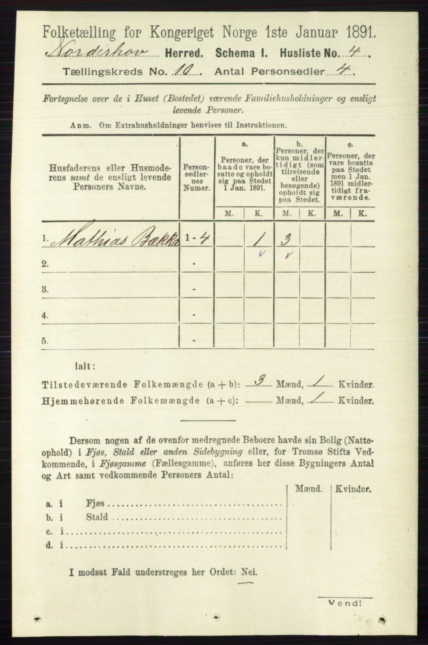 RA, 1891 census for 0613 Norderhov, 1891, p. 7427