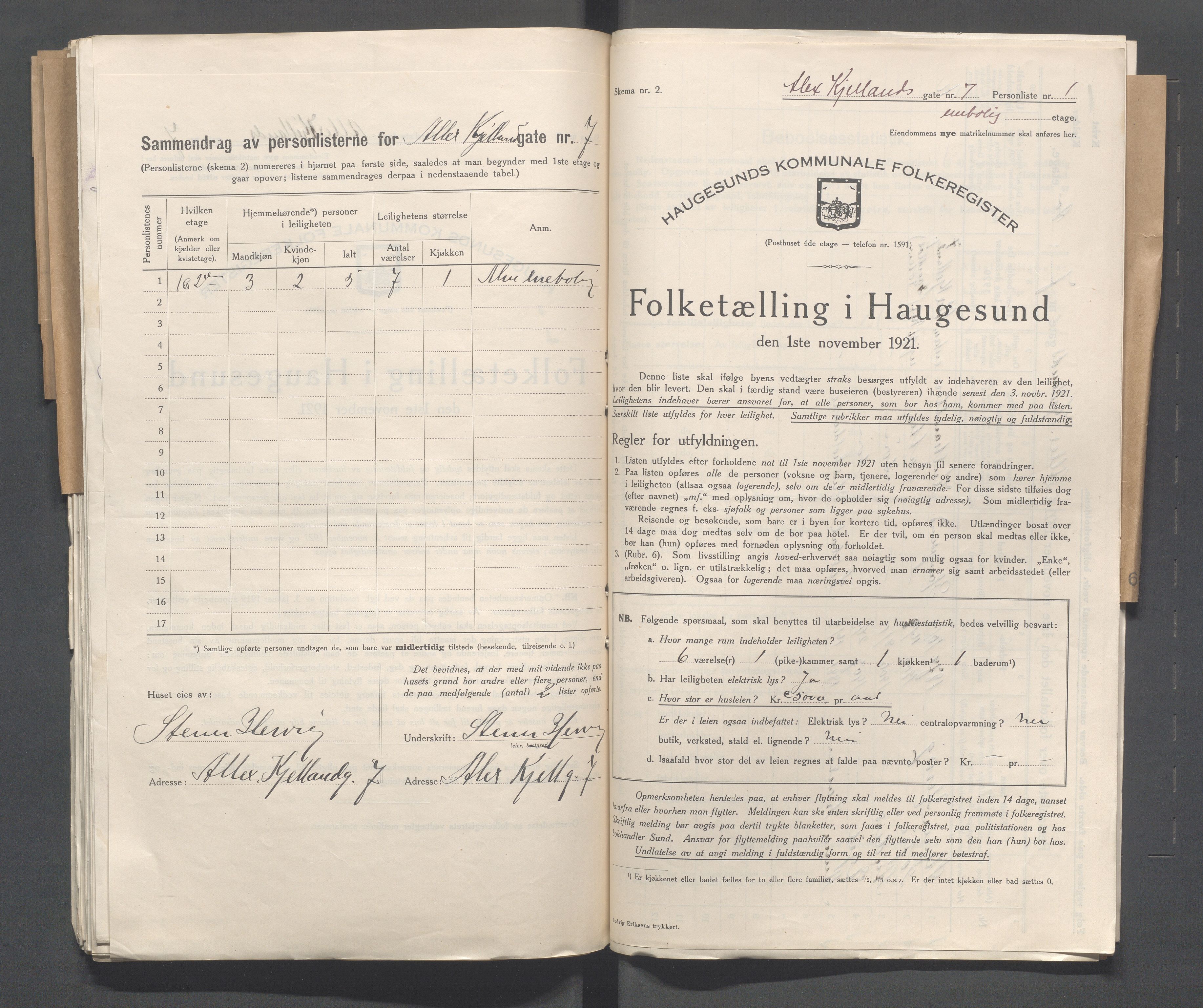 IKAR, Local census 1.11.1921 for Haugesund, 1921, p. 70