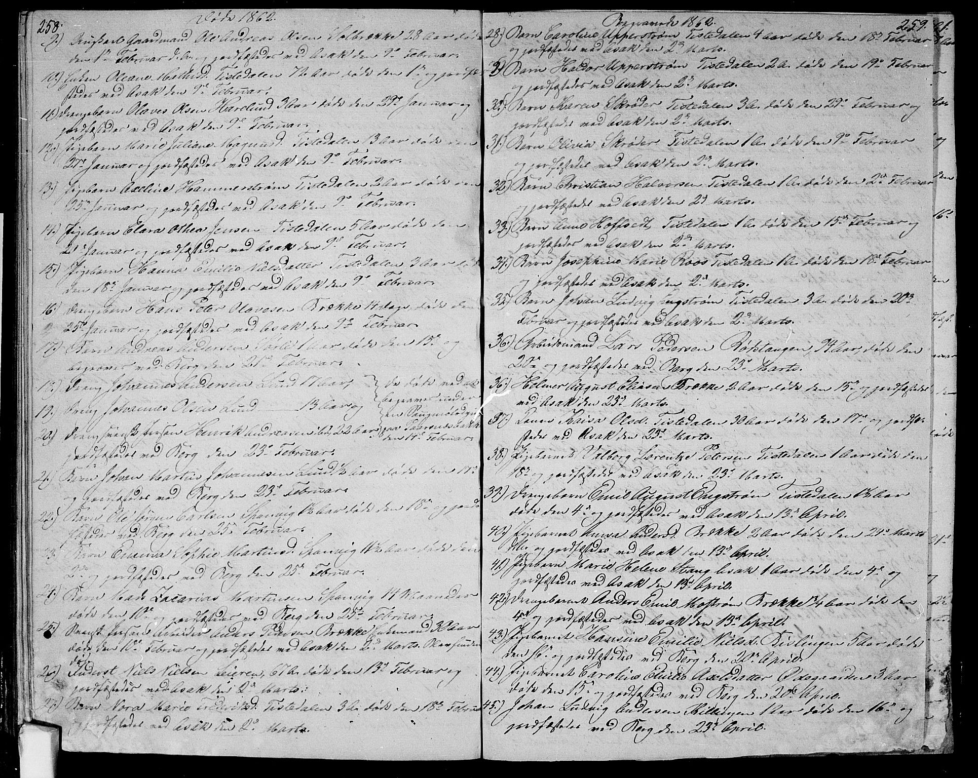 Berg prestekontor Kirkebøker, SAO/A-10902/G/Ga/L0003: Parish register (copy) no.  I 3, 1850-1866, p. 258-259