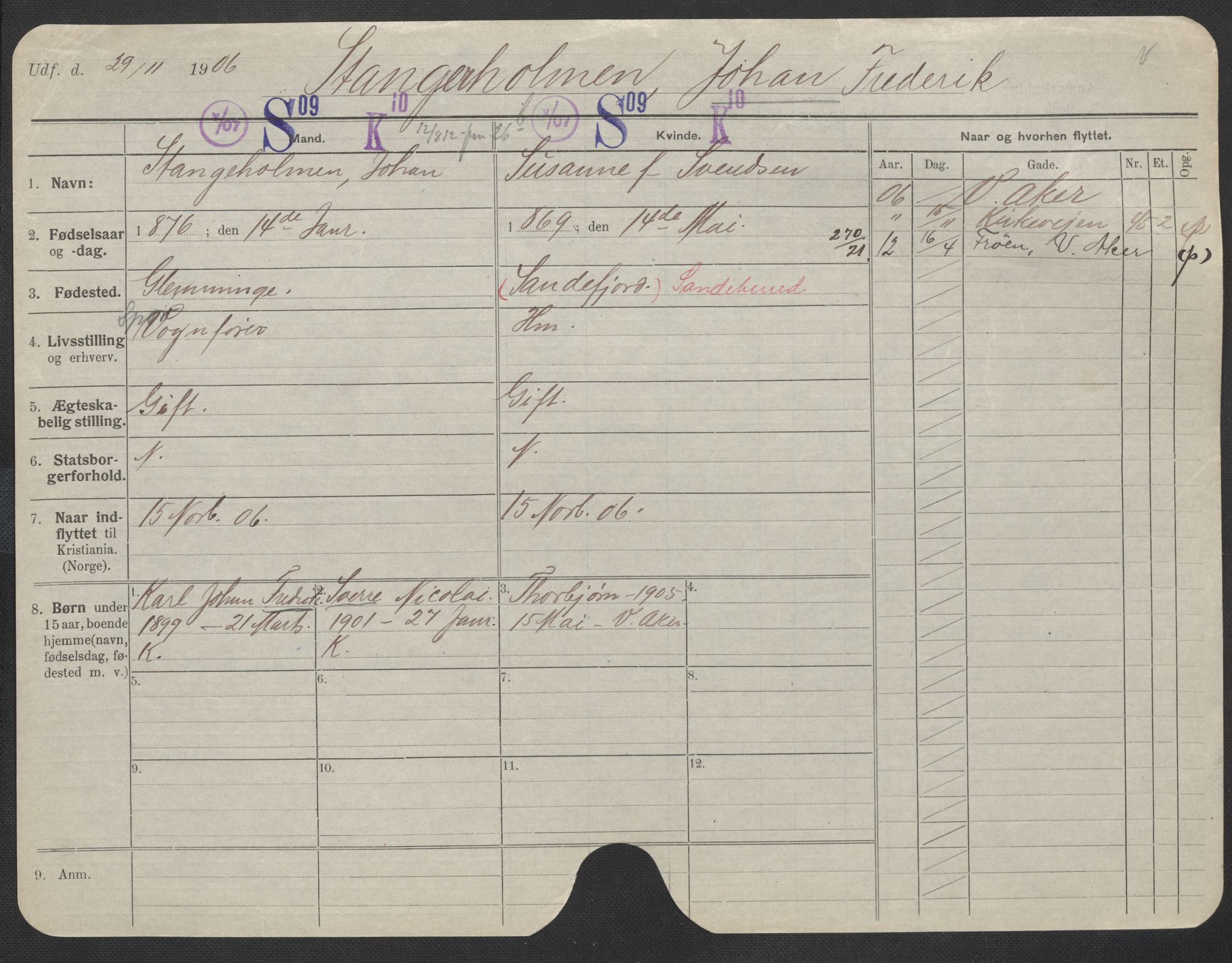 Oslo folkeregister, Registerkort, SAO/A-11715/F/Fa/Fac/L0010: Menn, 1906-1914, p. 651a