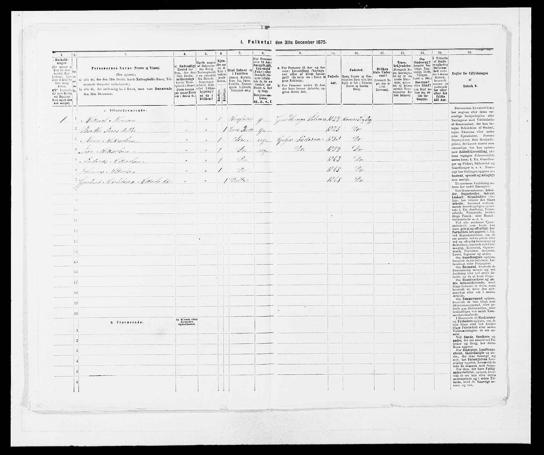 SAB, 1875 census for 1249P Fana, 1875, p. 769