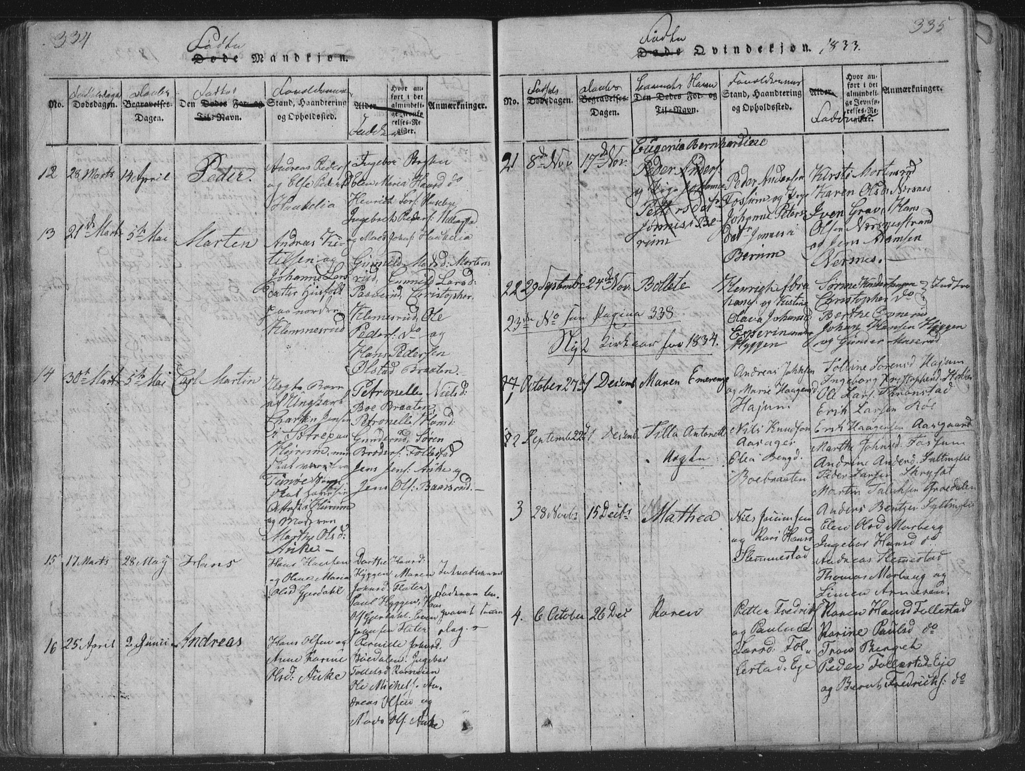 Røyken kirkebøker, SAKO/A-241/G/Ga/L0003: Parish register (copy) no. 3, 1814-1856, p. 334-335