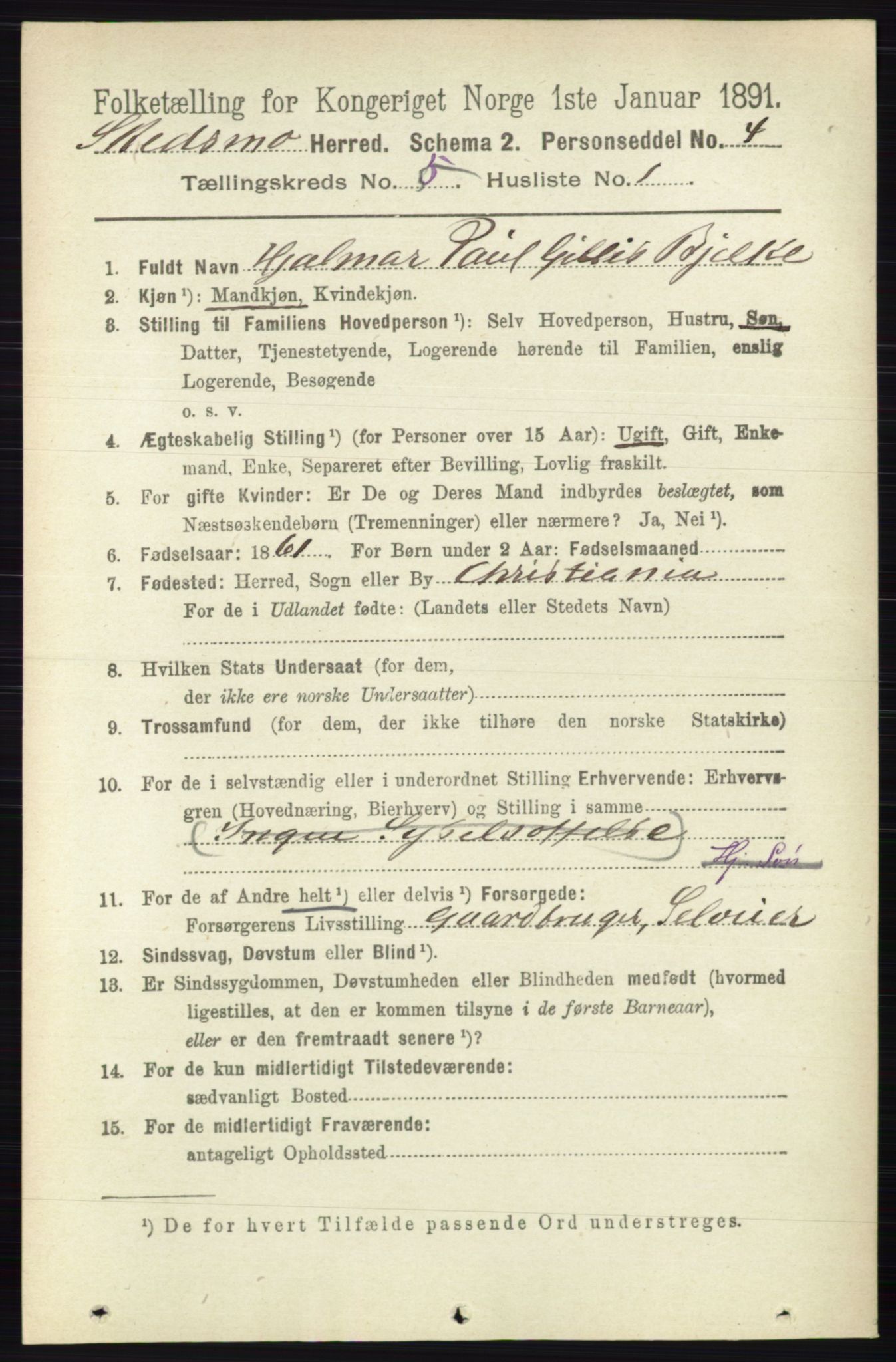 RA, 1891 census for 0231 Skedsmo, 1891, p. 2298