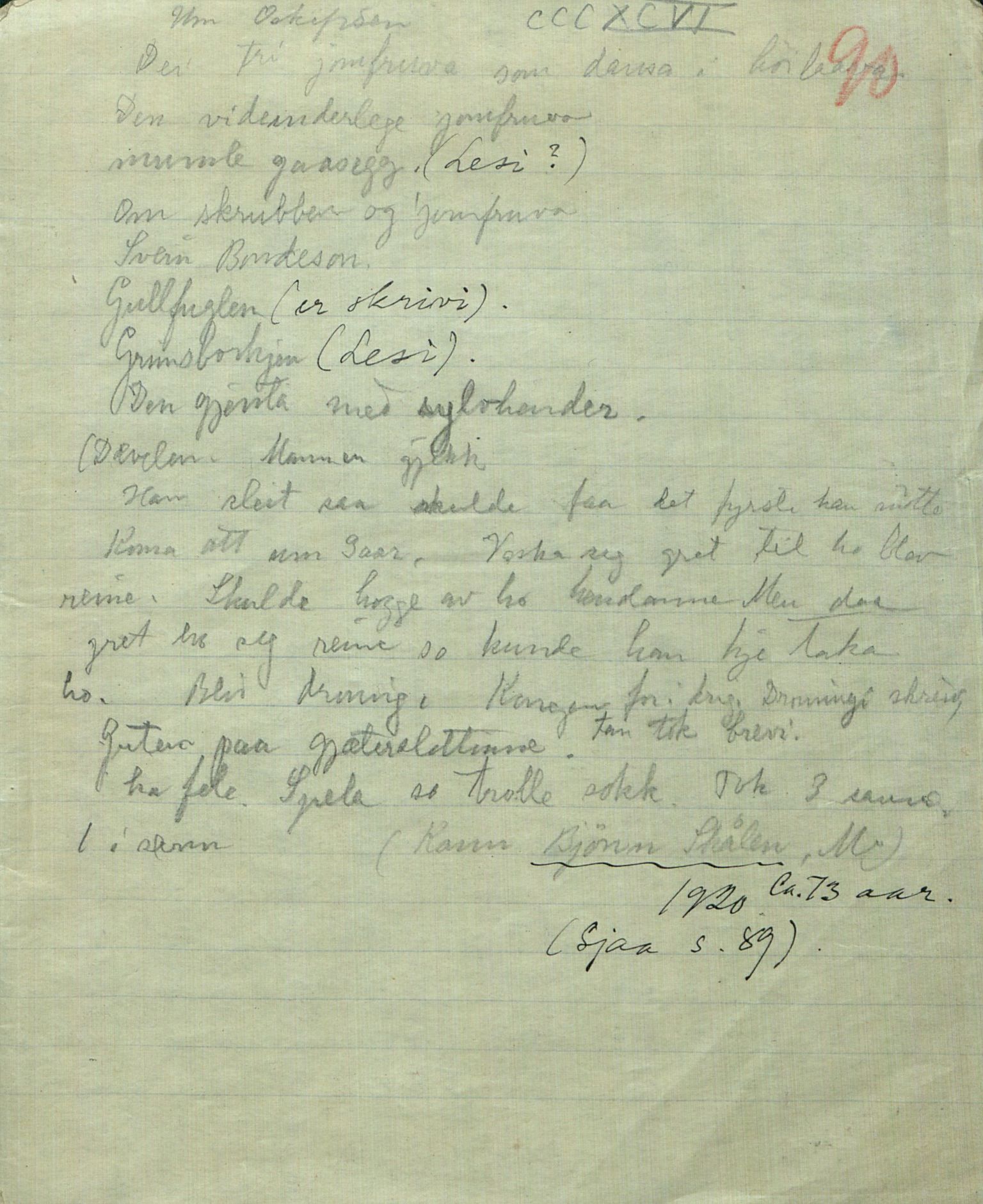 Rikard Berge, TEMU/TGM-A-1003/F/L0011/0016: 381-399 / 396 Oppskrifter frå Mo, skriven av Vetle Aase, 1918-1919, p. 90