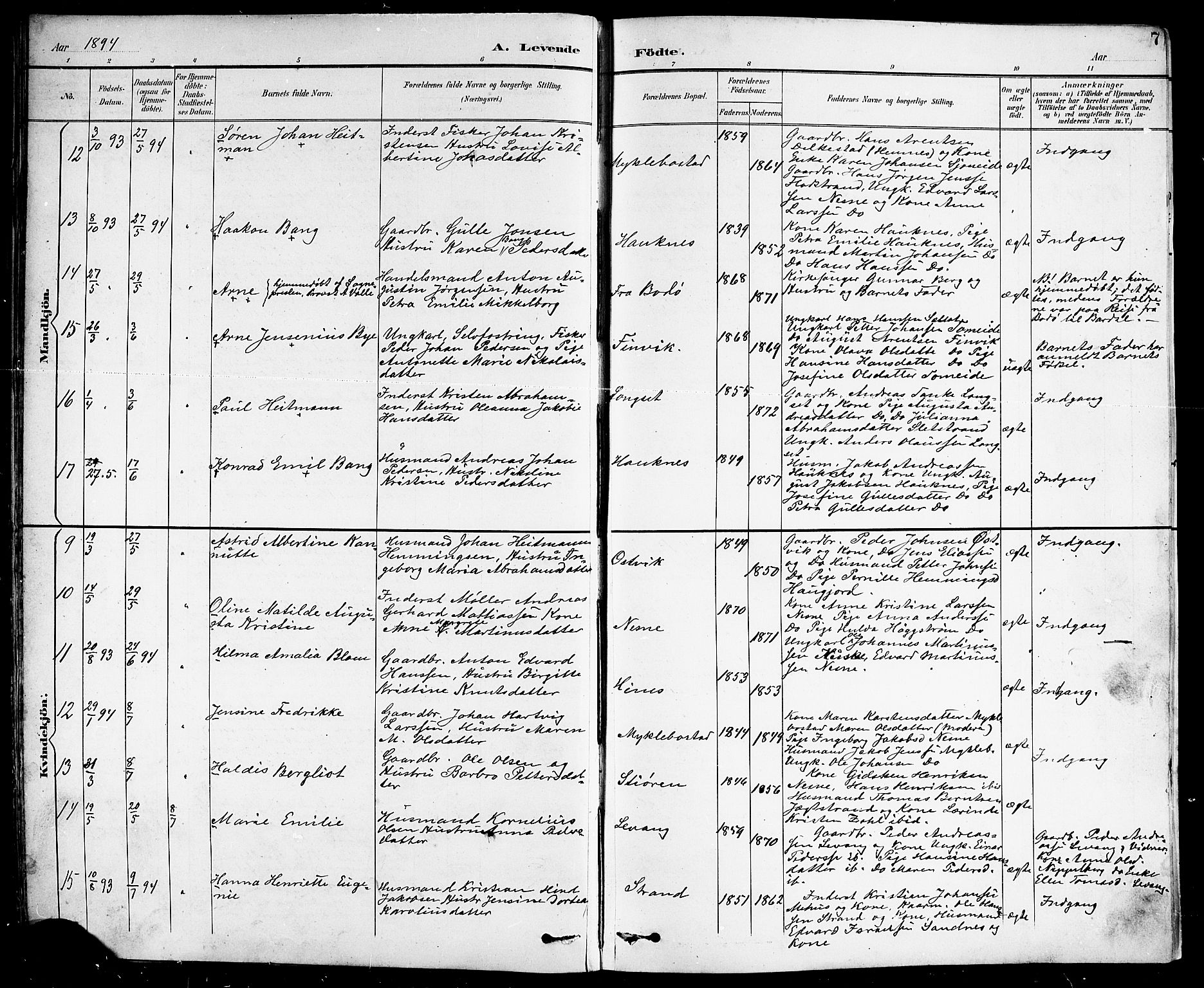 Ministerialprotokoller, klokkerbøker og fødselsregistre - Nordland, AV/SAT-A-1459/838/L0559: Parish register (copy) no. 838C06, 1893-1910, p. 7