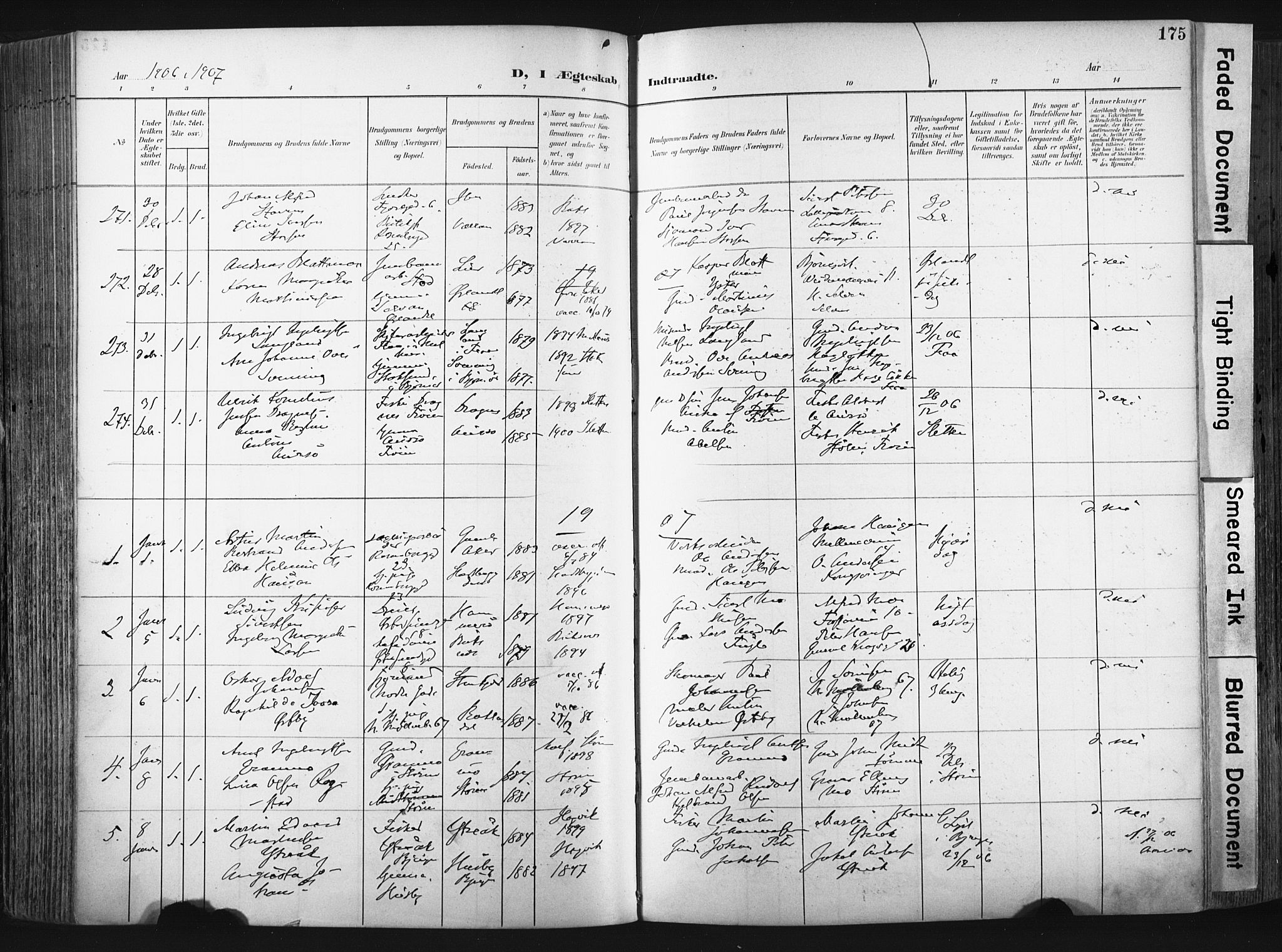 Ministerialprotokoller, klokkerbøker og fødselsregistre - Sør-Trøndelag, SAT/A-1456/604/L0201: Parish register (official) no. 604A21, 1901-1911, p. 175