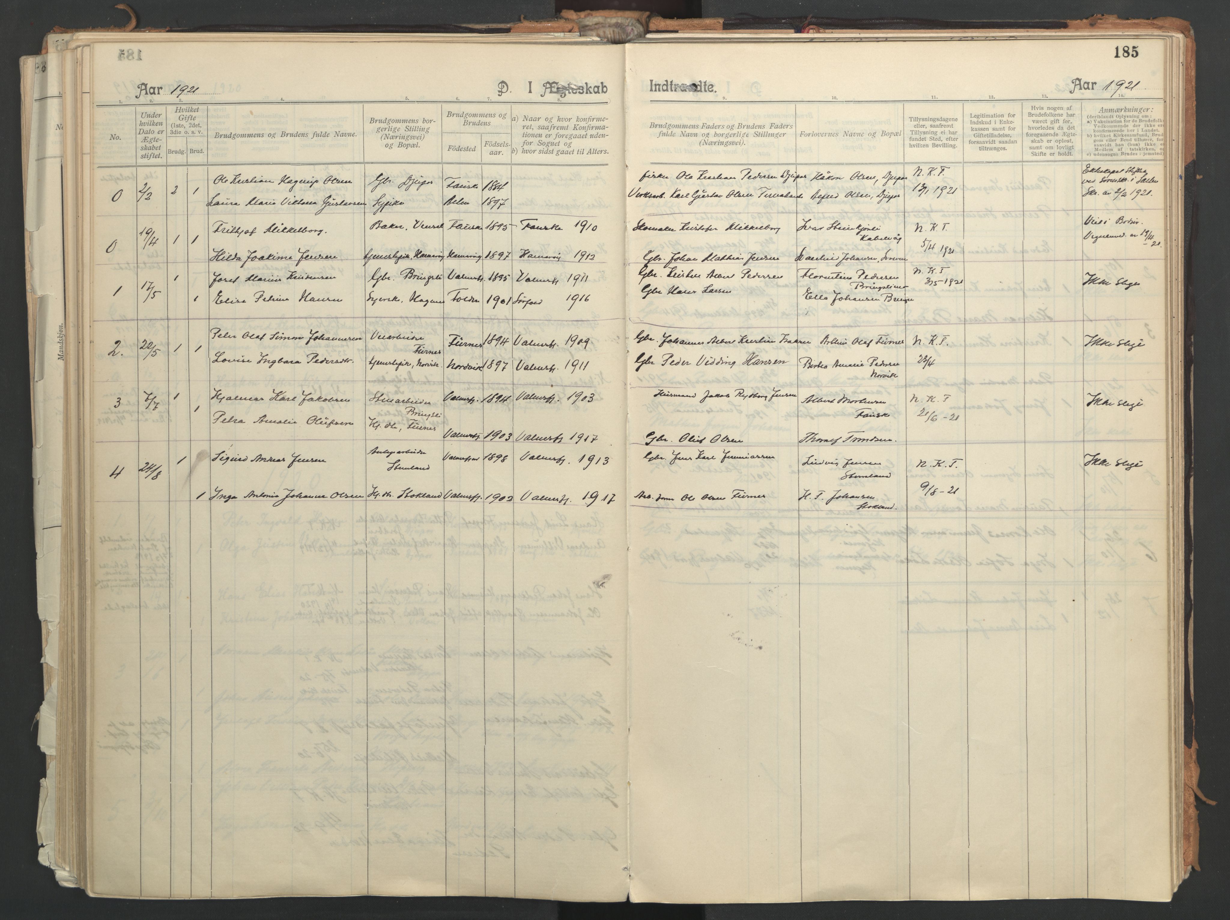 Ministerialprotokoller, klokkerbøker og fødselsregistre - Nordland, AV/SAT-A-1459/851/L0724: Parish register (official) no. 851A01, 1901-1922, p. 185