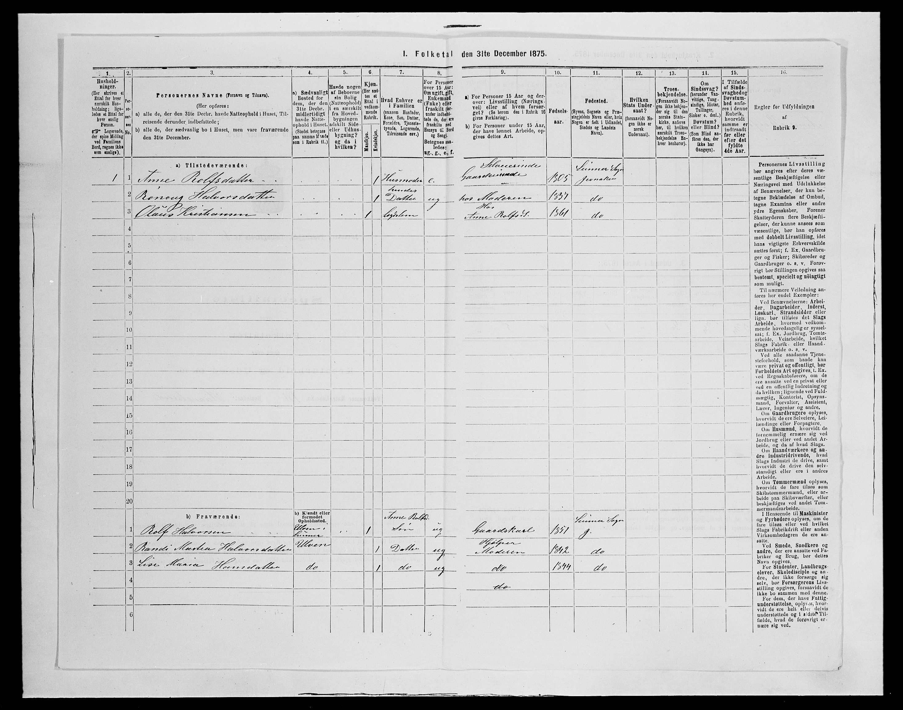 SAH, 1875 census for 0532P Jevnaker, 1875, p. 1110