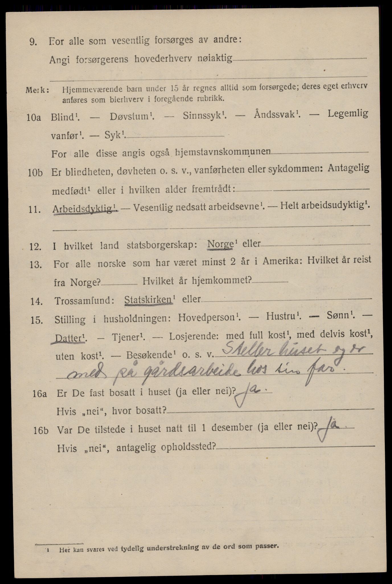 SAST, 1920 census for Håland, 1920, p. 7024