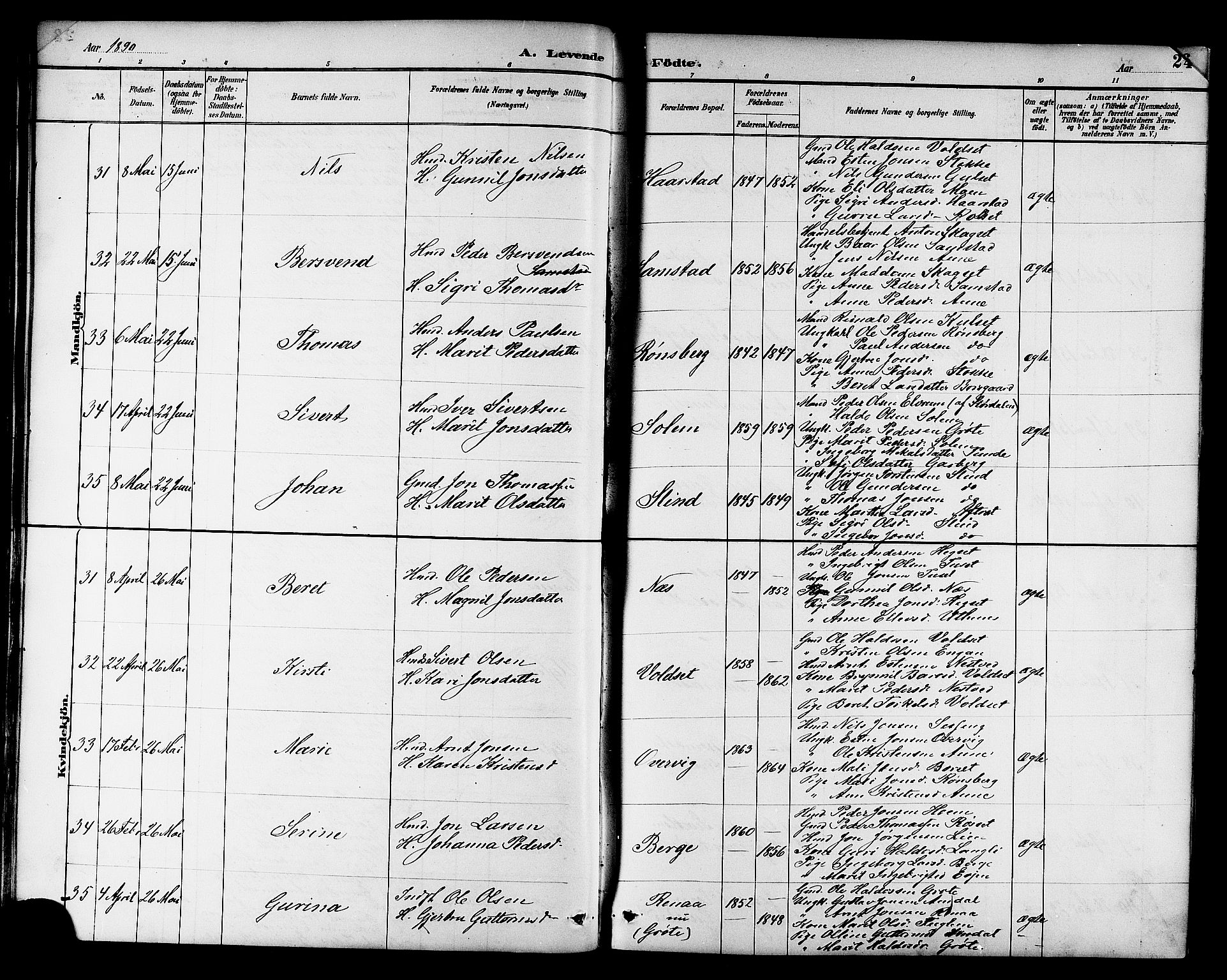 Ministerialprotokoller, klokkerbøker og fødselsregistre - Sør-Trøndelag, AV/SAT-A-1456/695/L1157: Parish register (copy) no. 695C08, 1889-1913, p. 24