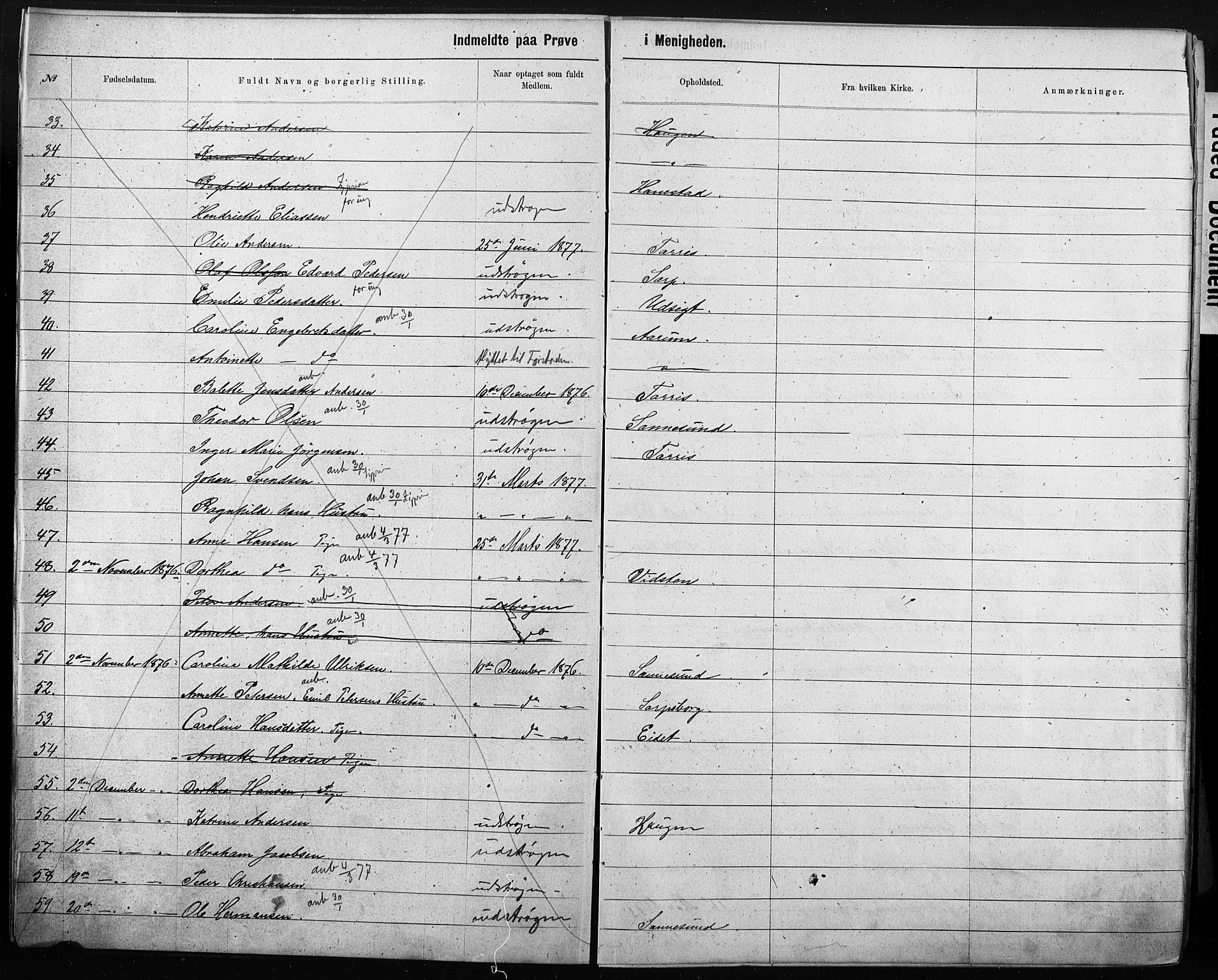 Sarpsborg metodistkirke, SAO/PAO-0233/A/L0003: Dissenter register no. 3, 1856-1893