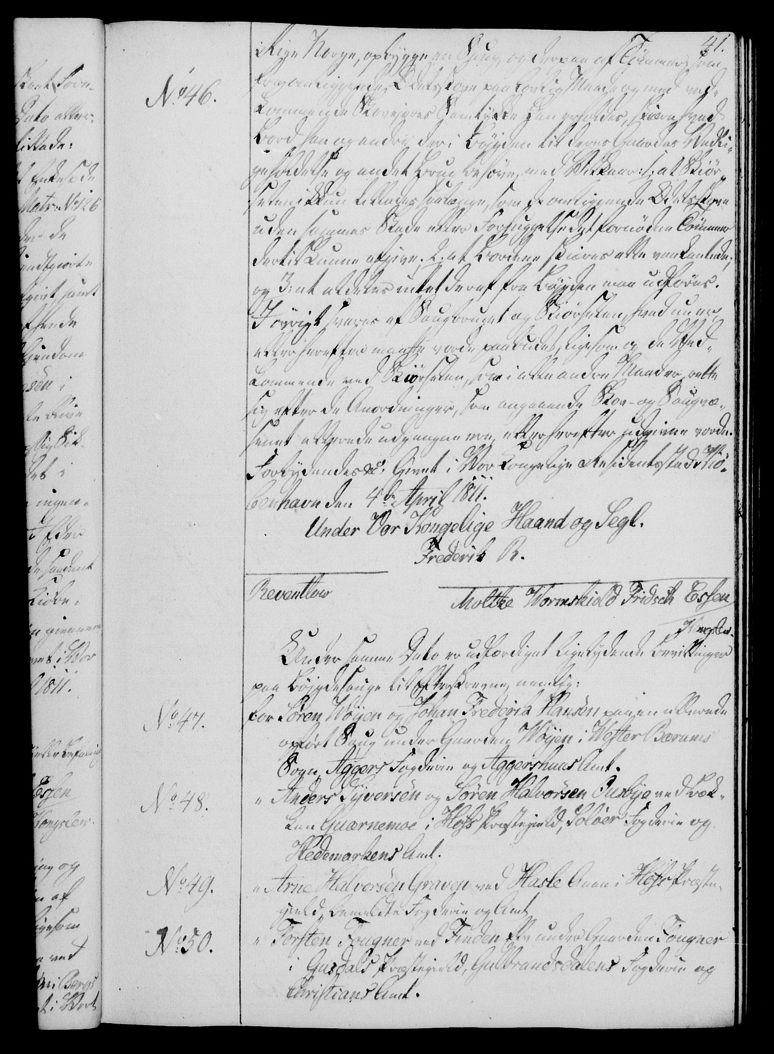 Rentekammeret, Kammerkanselliet, RA/EA-3111/G/Gg/Gga/L0020: Norsk ekspedisjonsprotokoll med register (merket RK 53.20), 1811-1814, p. 41