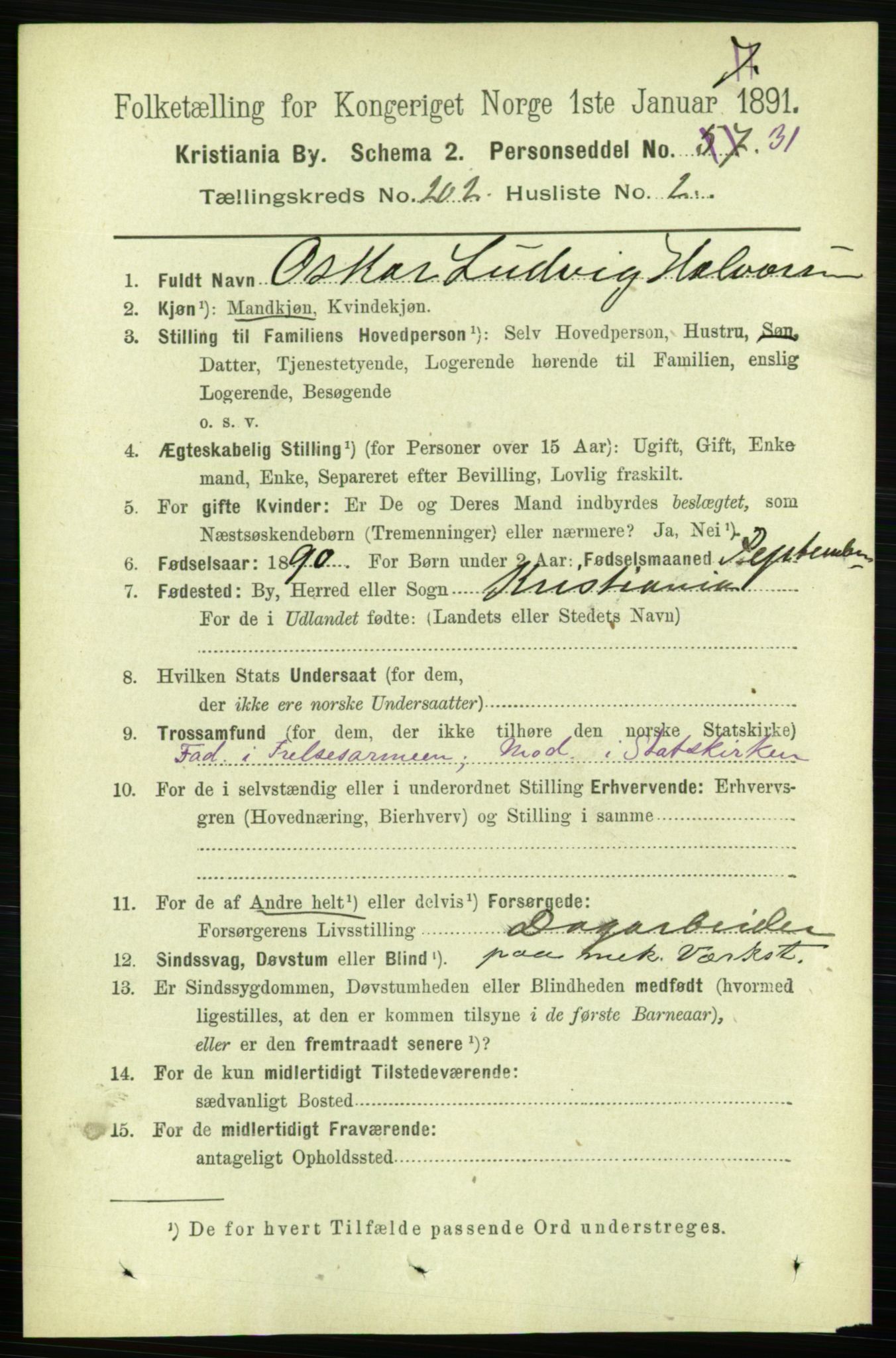 RA, 1891 census for 0301 Kristiania, 1891, p. 121577