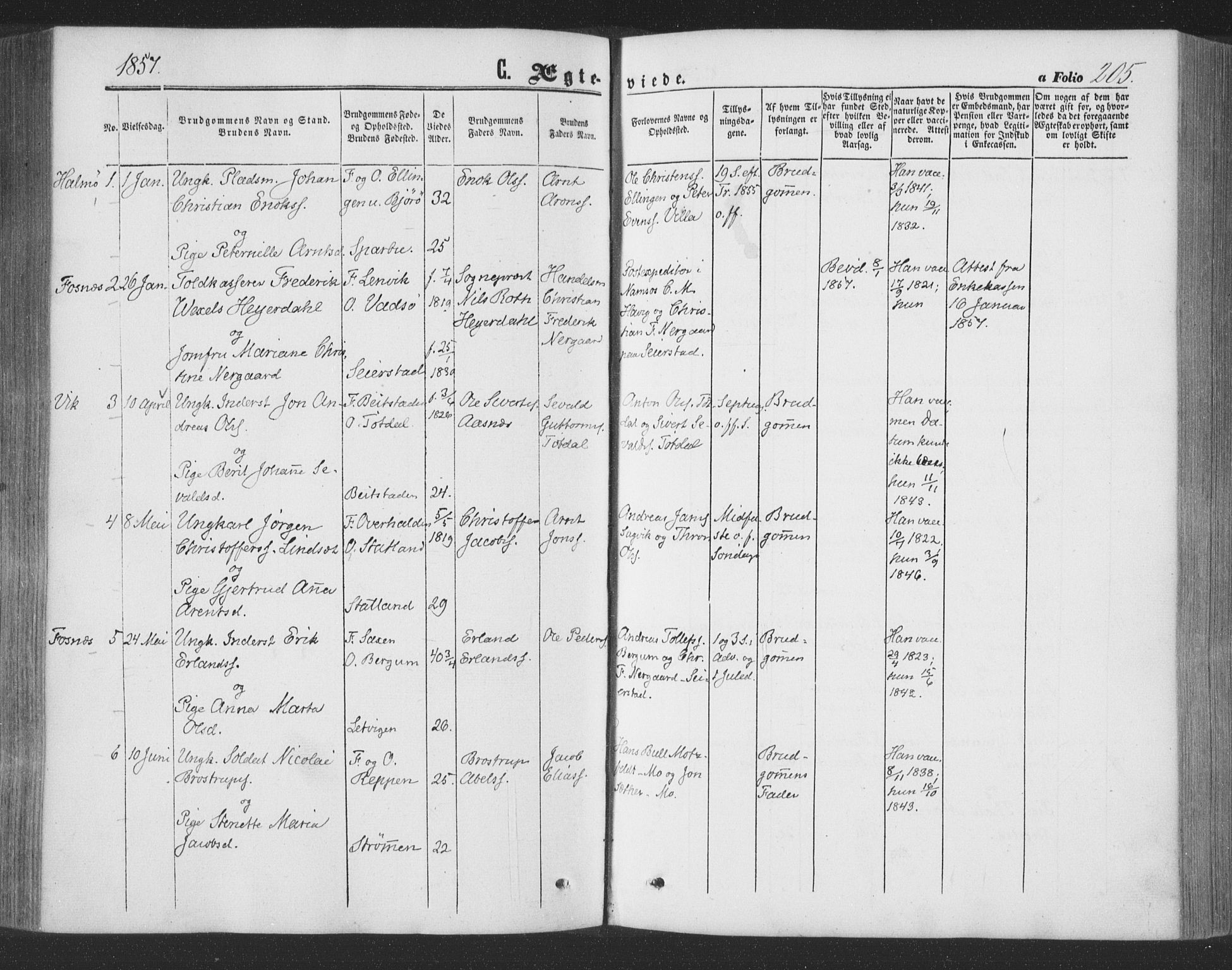 Ministerialprotokoller, klokkerbøker og fødselsregistre - Nord-Trøndelag, SAT/A-1458/773/L0615: Parish register (official) no. 773A06, 1857-1870, p. 205