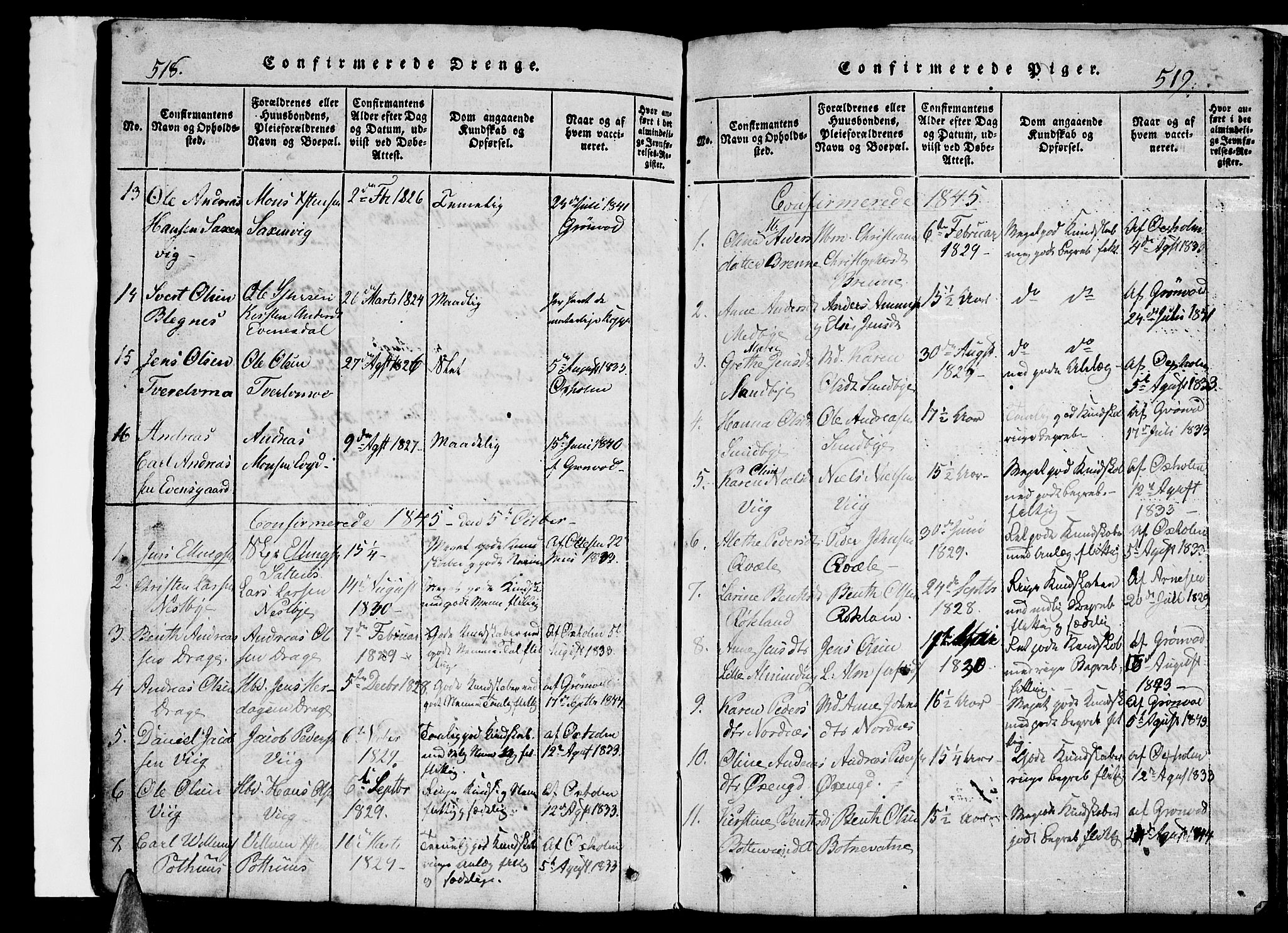 Ministerialprotokoller, klokkerbøker og fødselsregistre - Nordland, SAT/A-1459/847/L0676: Parish register (copy) no. 847C04, 1821-1853, p. 518-519