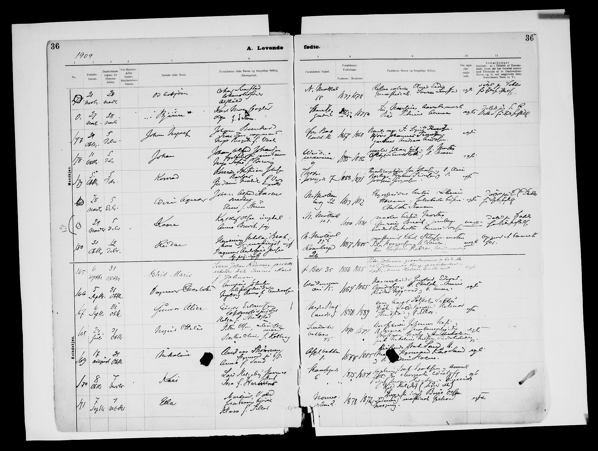 Ministerialprotokoller, klokkerbøker og fødselsregistre - Sør-Trøndelag, AV/SAT-A-1456/604/L0203: Parish register (official) no. 604A23, 1908-1916, p. 36