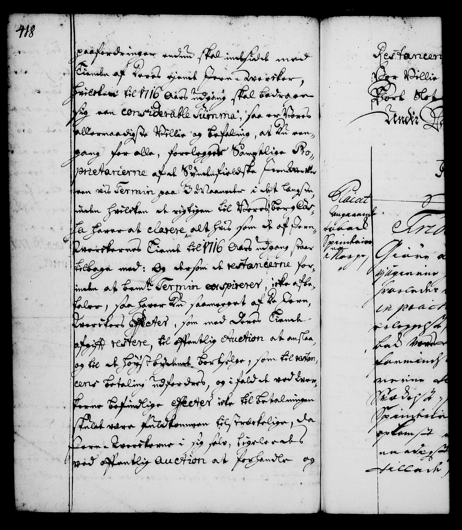Rentekammeret, Kammerkanselliet, RA/EA-3111/G/Gg/Gga/L0001: Norsk ekspedisjonsprotokoll med register (merket RK 53.1), 1720-1723, p. 418