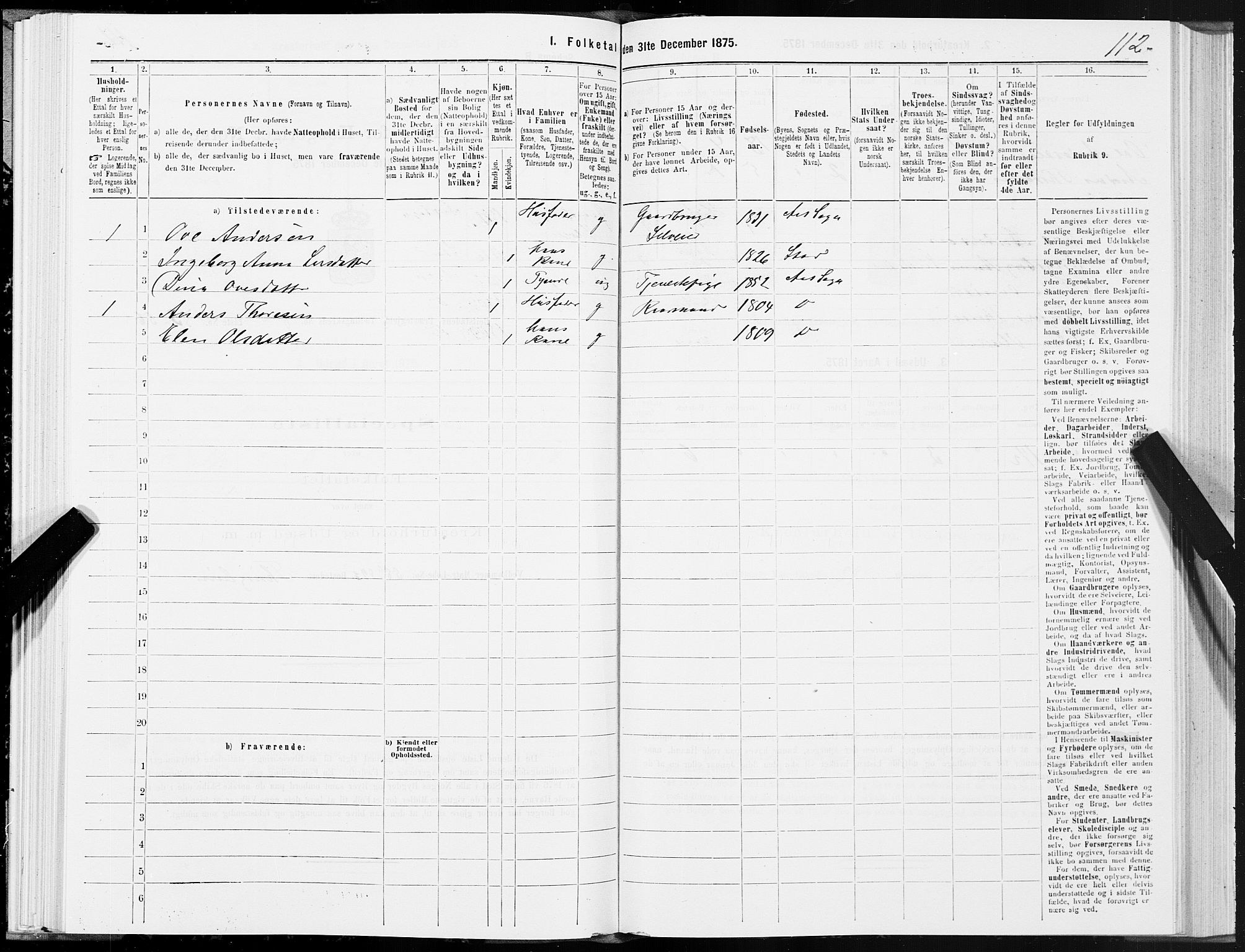 SAT, 1875 census for 1727P Beitstad, 1875, p. 6112