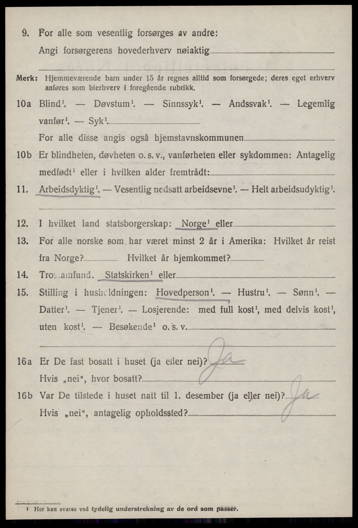 SAT, 1920 census for Hustad, 1920, p. 1500