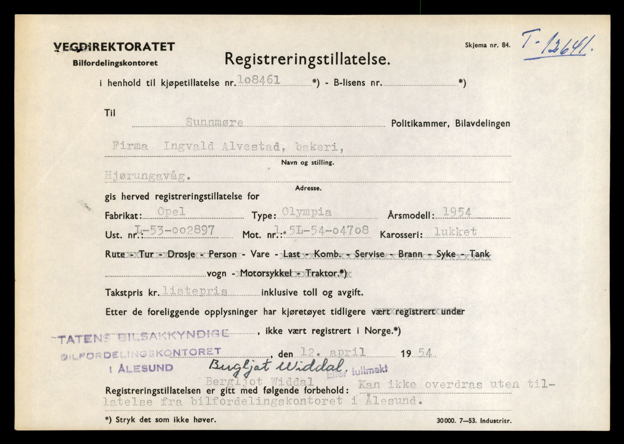 Møre og Romsdal vegkontor - Ålesund trafikkstasjon, AV/SAT-A-4099/F/Fe/L0034: Registreringskort for kjøretøy T 12500 - T 12652, 1927-1998, p. 2788