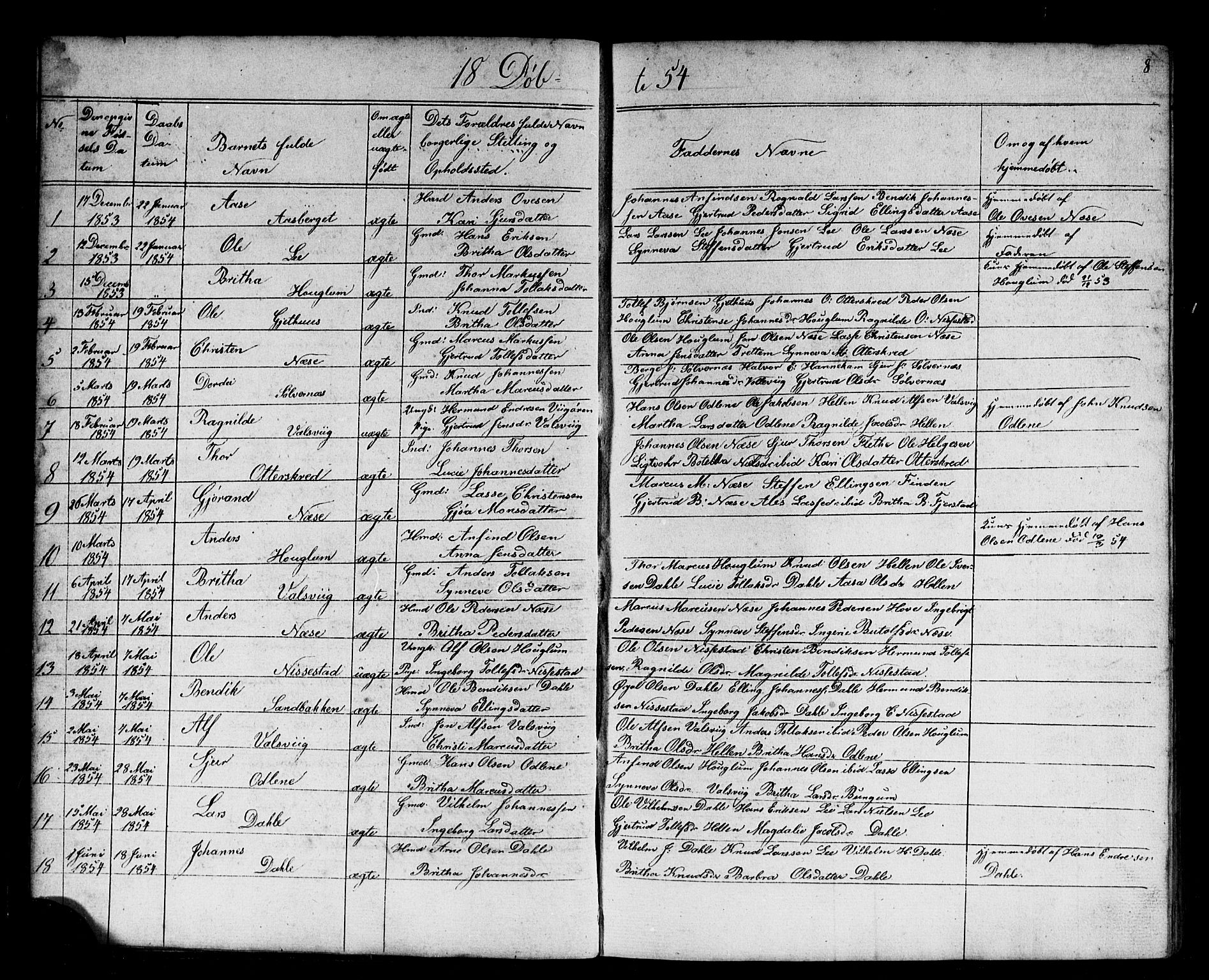 Vik sokneprestembete, SAB/A-81501: Parish register (copy) no. B 1, 1847-1877, p. 8