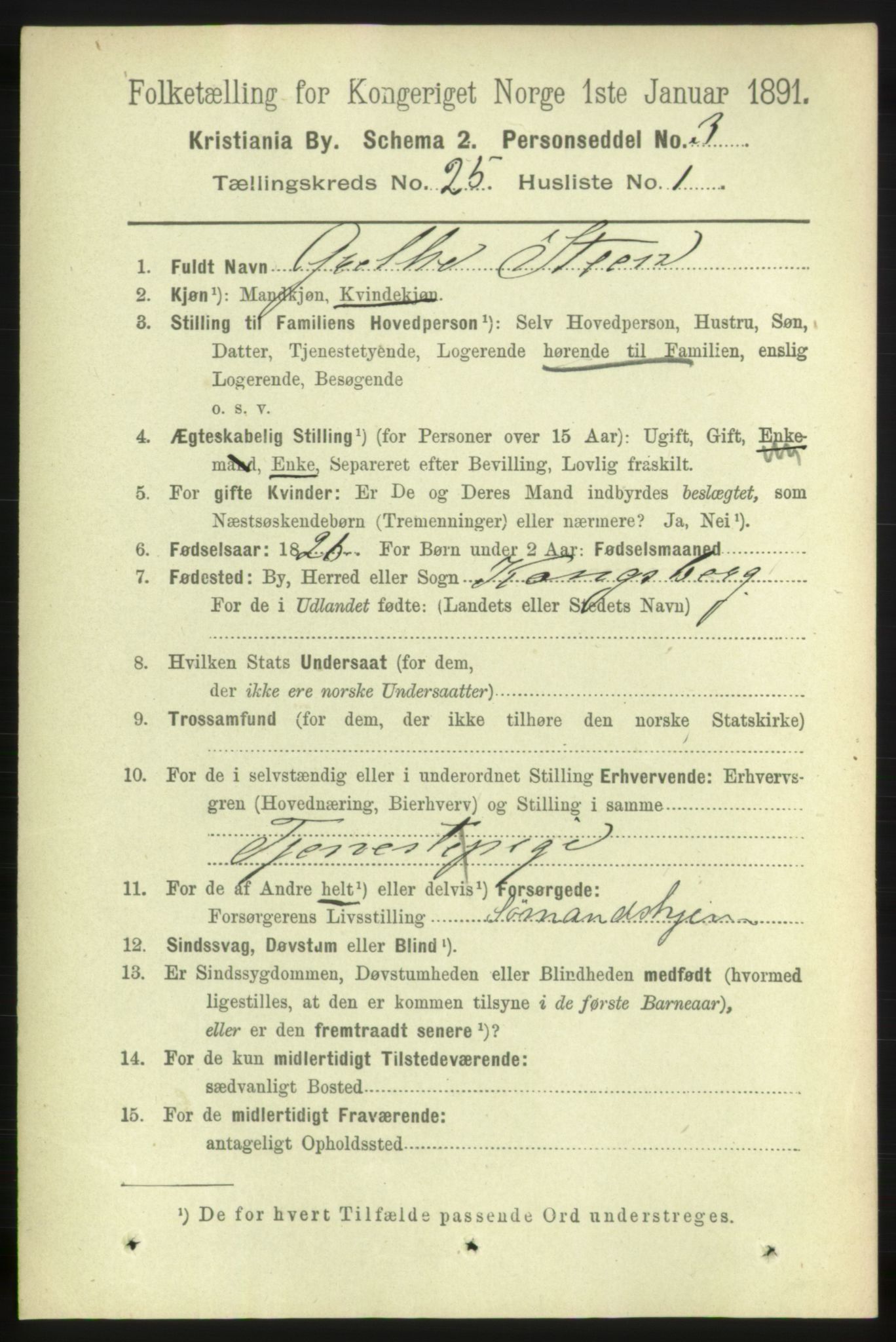 RA, 1891 census for 0301 Kristiania, 1891, p. 12367