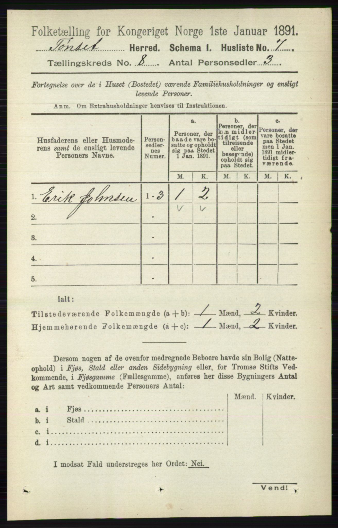 RA, 1891 census for 0437 Tynset, 1891, p. 2039