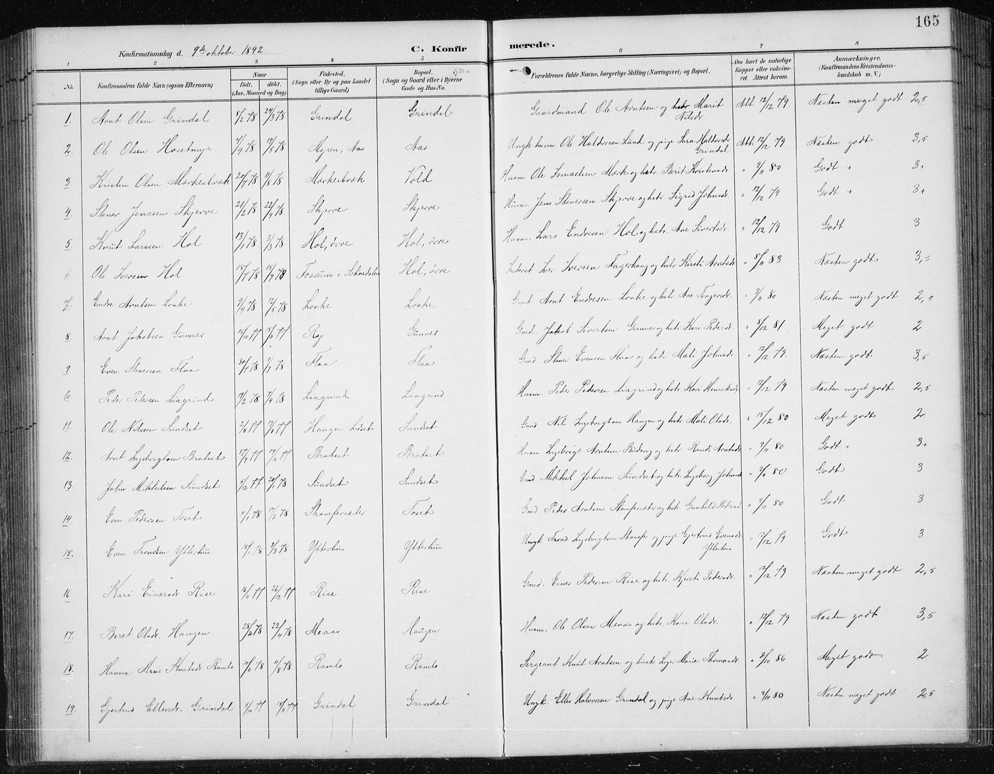 Ministerialprotokoller, klokkerbøker og fødselsregistre - Sør-Trøndelag, SAT/A-1456/674/L0876: Parish register (copy) no. 674C03, 1892-1912, p. 165