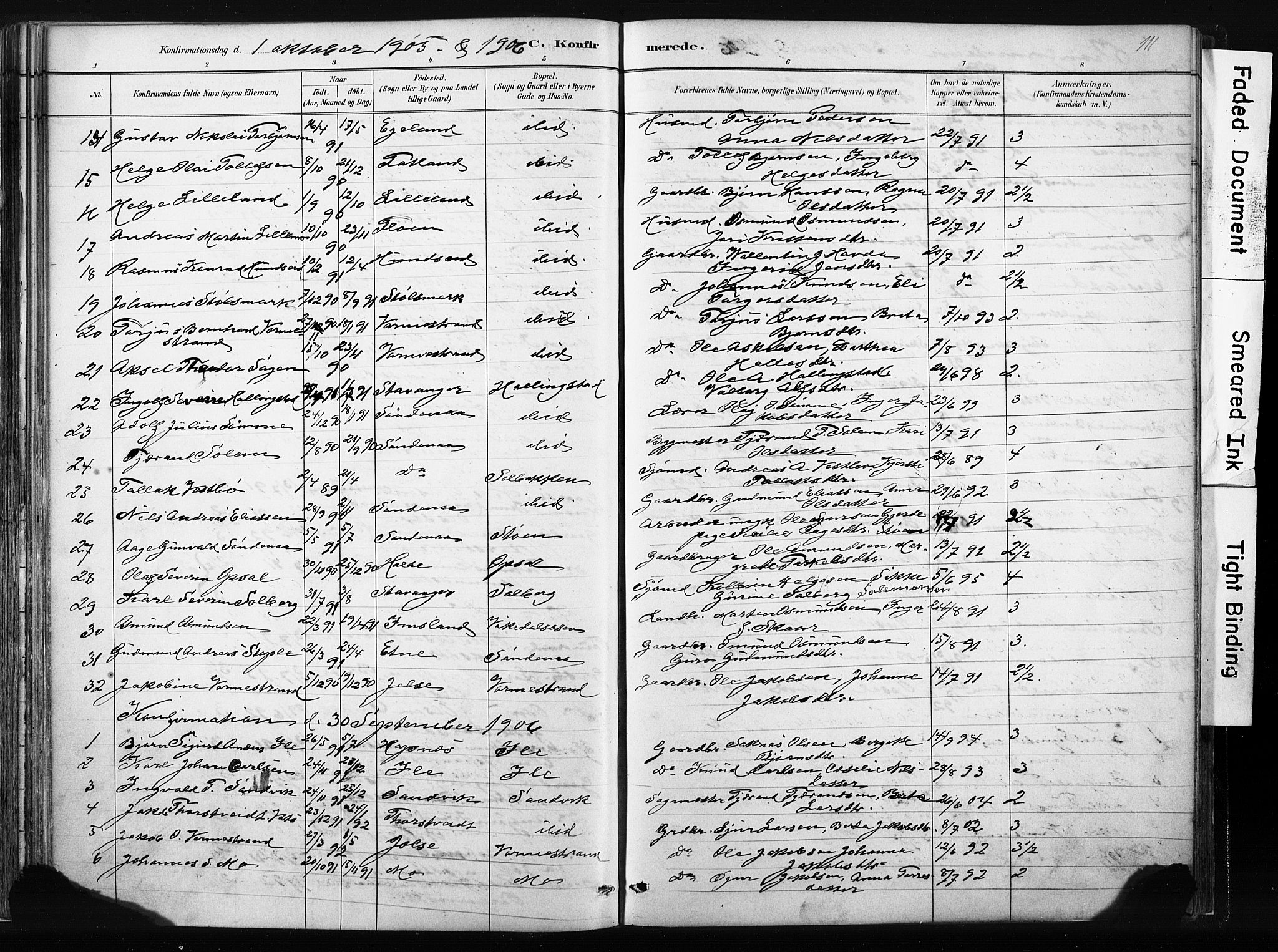 Vikedal sokneprestkontor, AV/SAST-A-101840/01/IV: Parish register (official) no. A 10, 1884-1907, p. 111