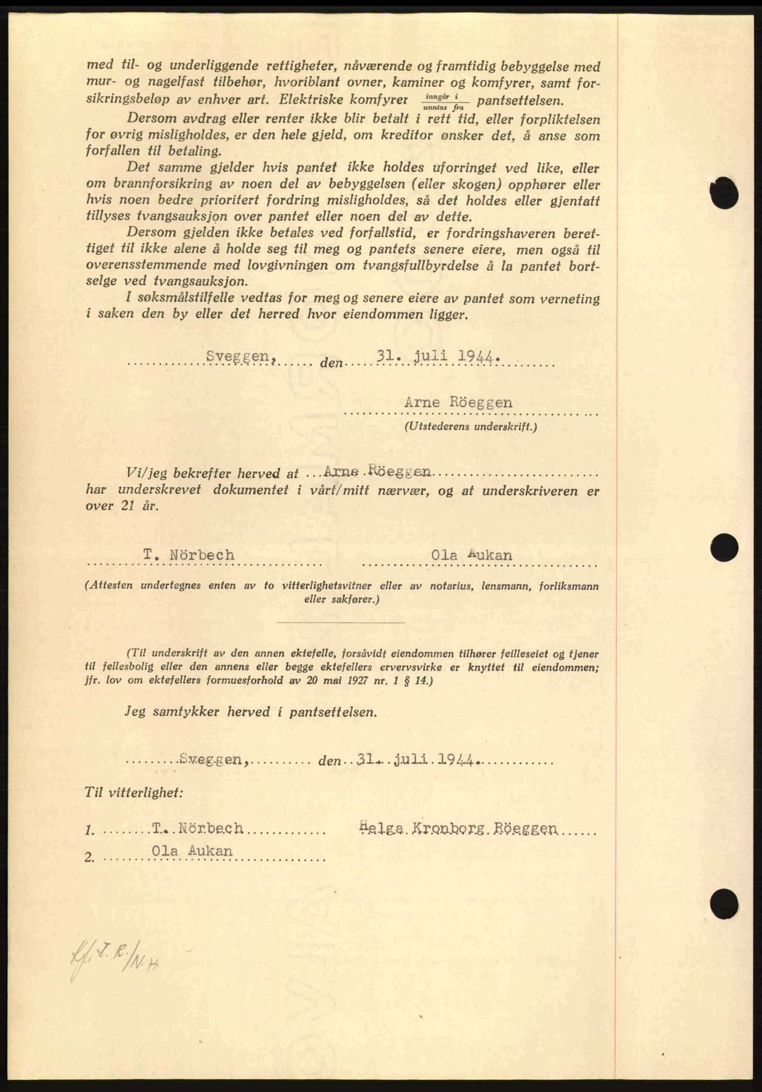 Nordmøre sorenskriveri, AV/SAT-A-4132/1/2/2Ca: Mortgage book no. B92, 1944-1945, Diary no: : 1439/1944